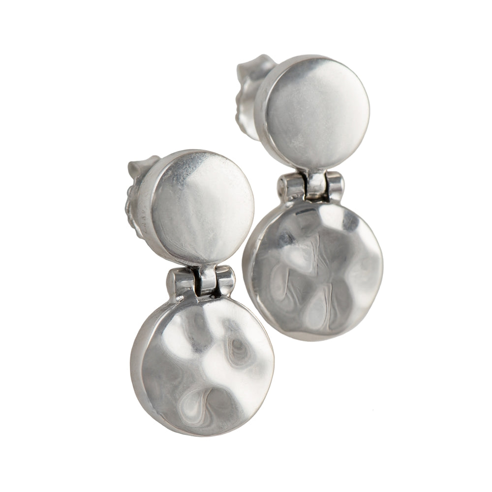Silver Earrings - Hammered Disc