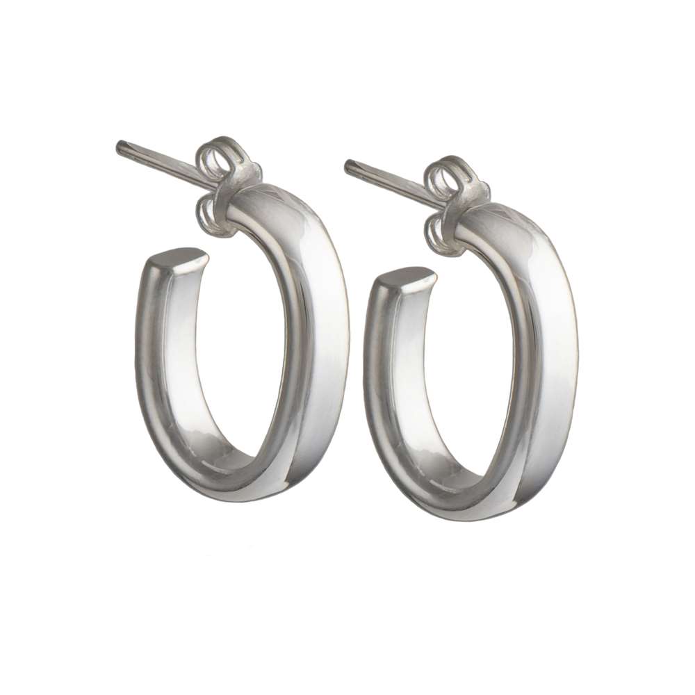 Silver Earrings - Oval Hoops