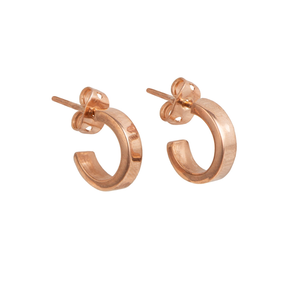 Rose Gold Plated Silver Small Flat Hoop Earrings