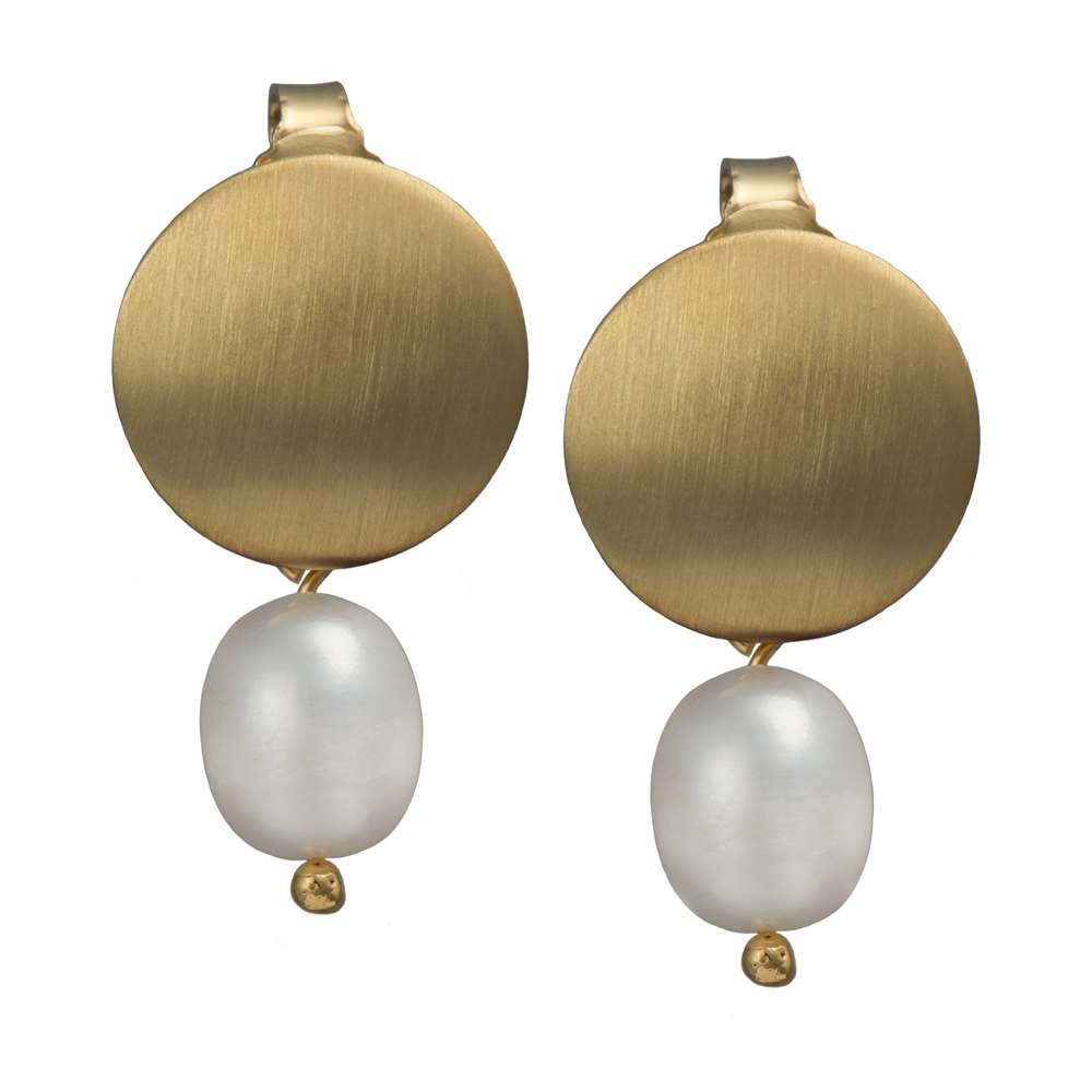 Gold Plated Silver Earrings - Pearl
