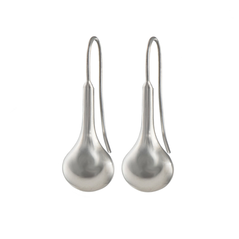 Silver Hook Earrings with a Long Teardrop