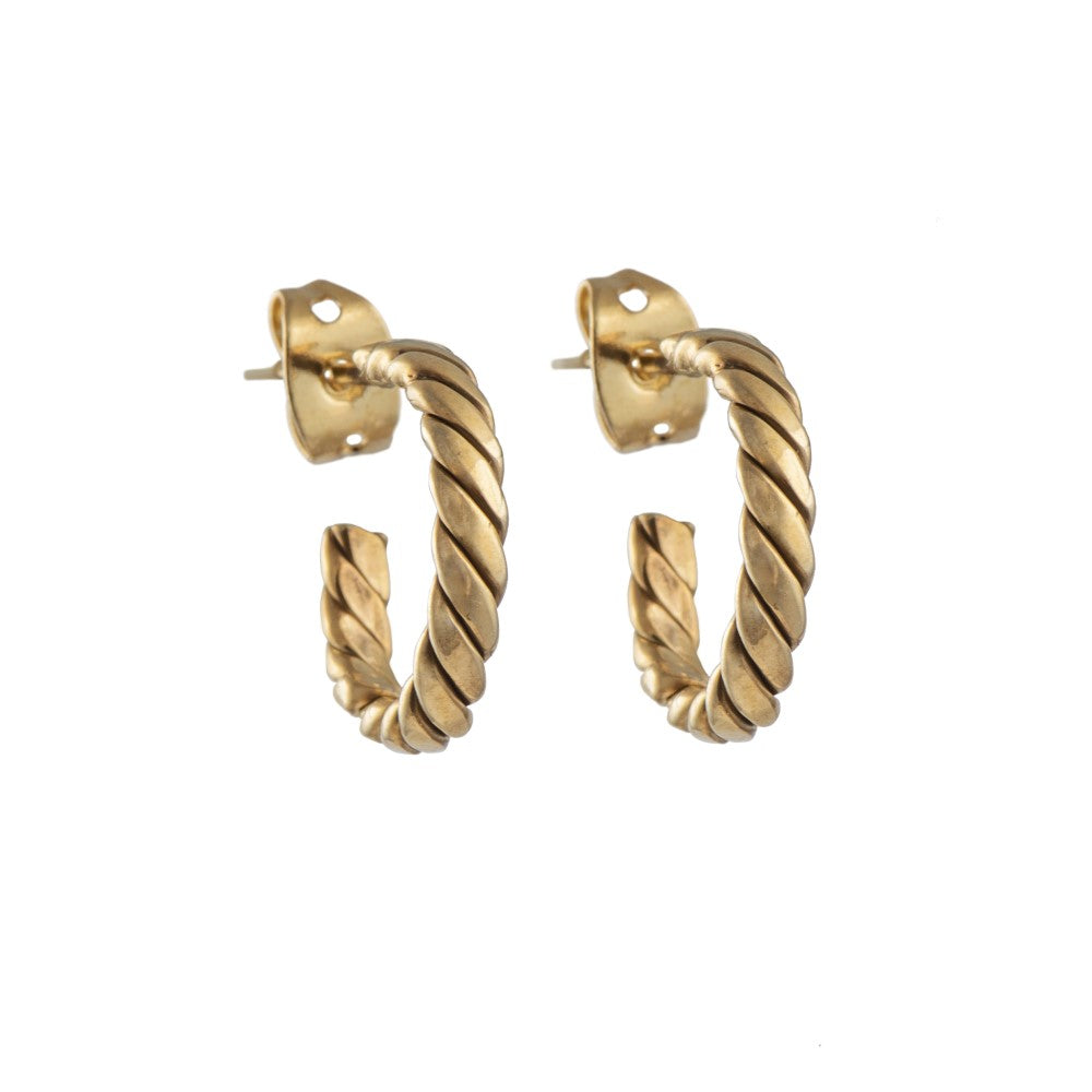 Gold Plated Sterling Silver Twisted Hoop Earrings