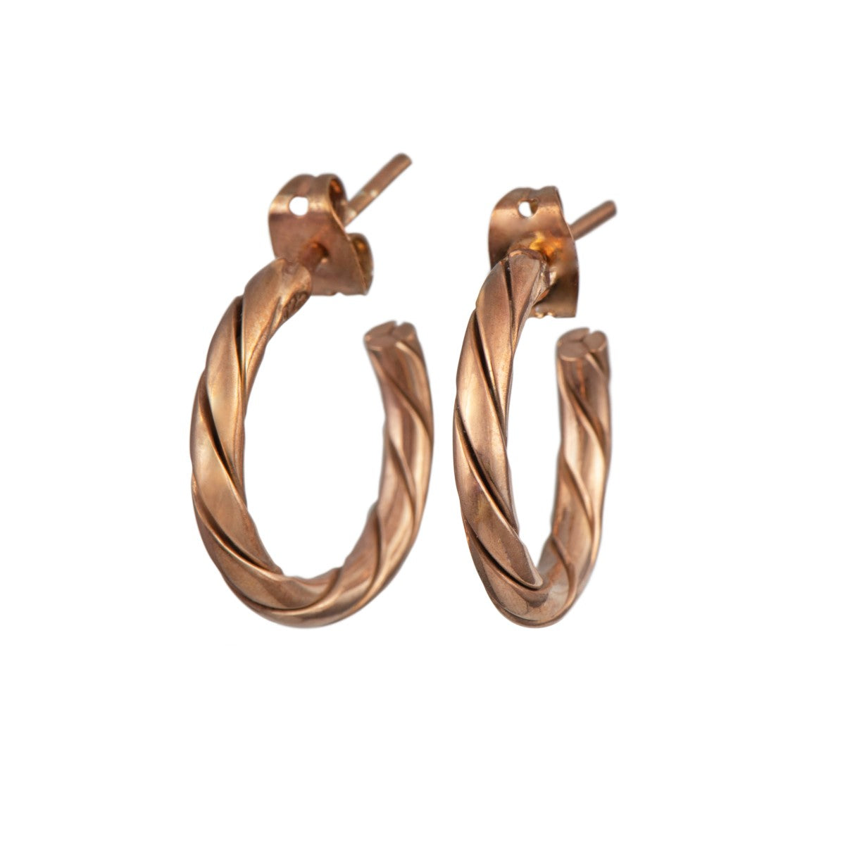 Rose Gold Plated Sterling Silver Twisted Hoop Earrings