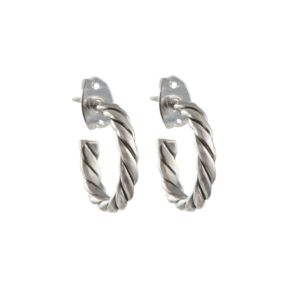 Sterling Silver Twisted Hoop Earrings