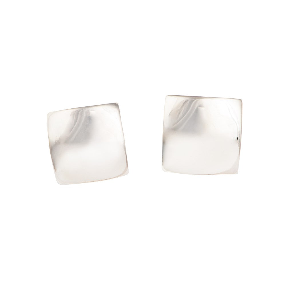 Sterling Silver Curved Square Shaped Studs Earring