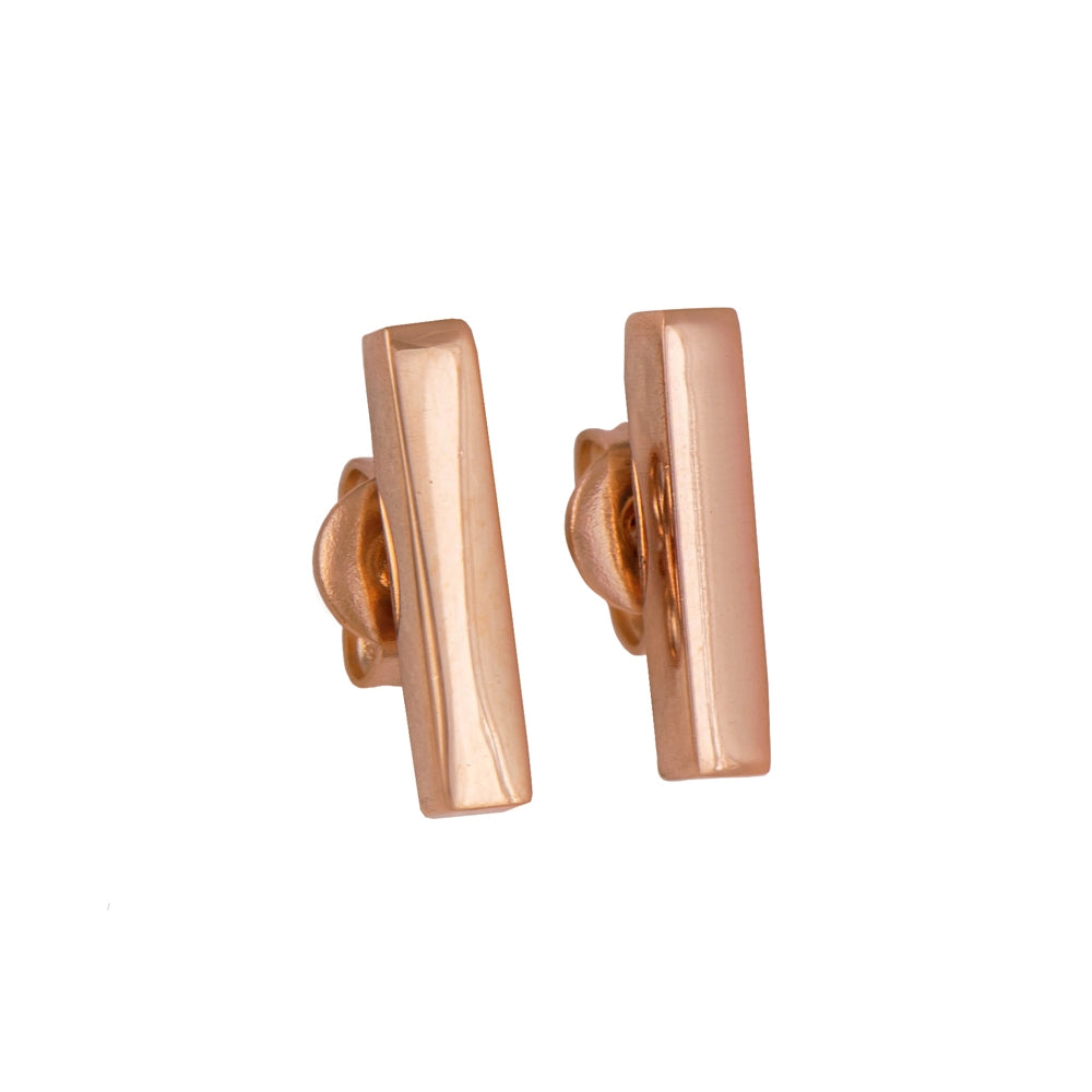 Dainty Cuboid Shaped Straight Bar Rose Gold Plated Sterling Silver Stud Earrings