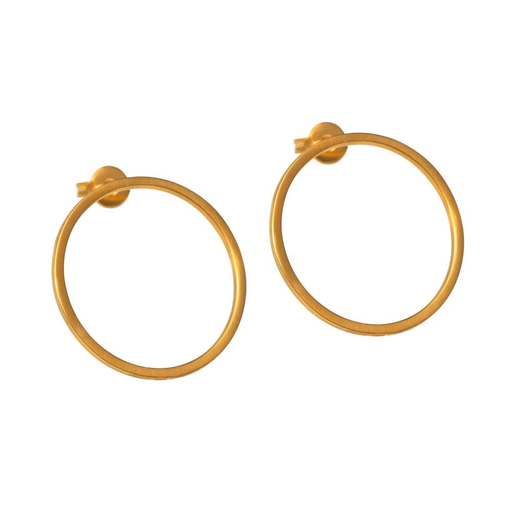 Gold Plated Sterling Silver Hollow Circle Stud Earrings