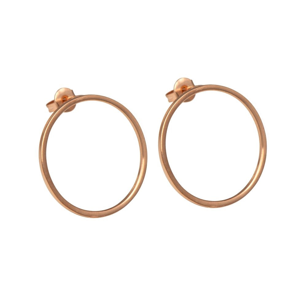 Rose Gold Plated Sterling Silver Hollow Circle Stud Earrings
