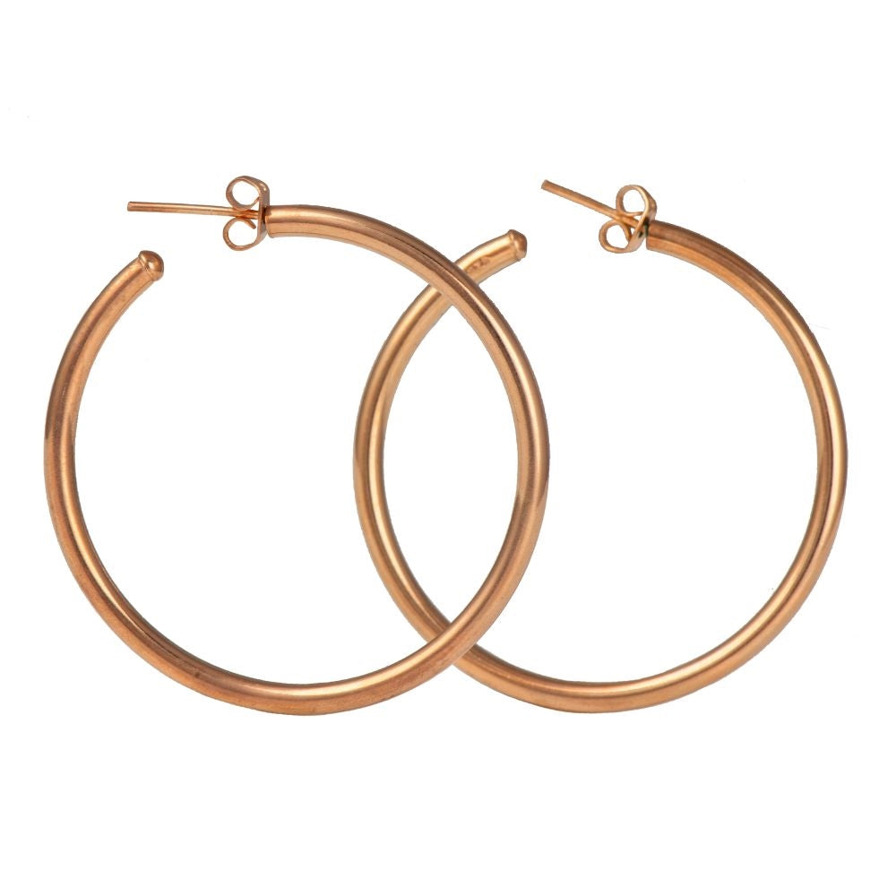 Large Rose Gold Plated Sterling Silver Hoops