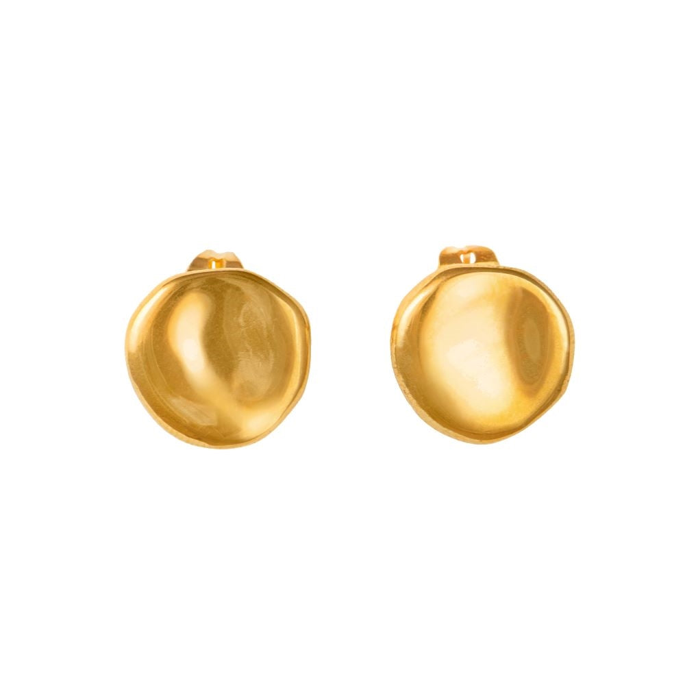 Gold Plated Silver Round Concave Shaped Studs