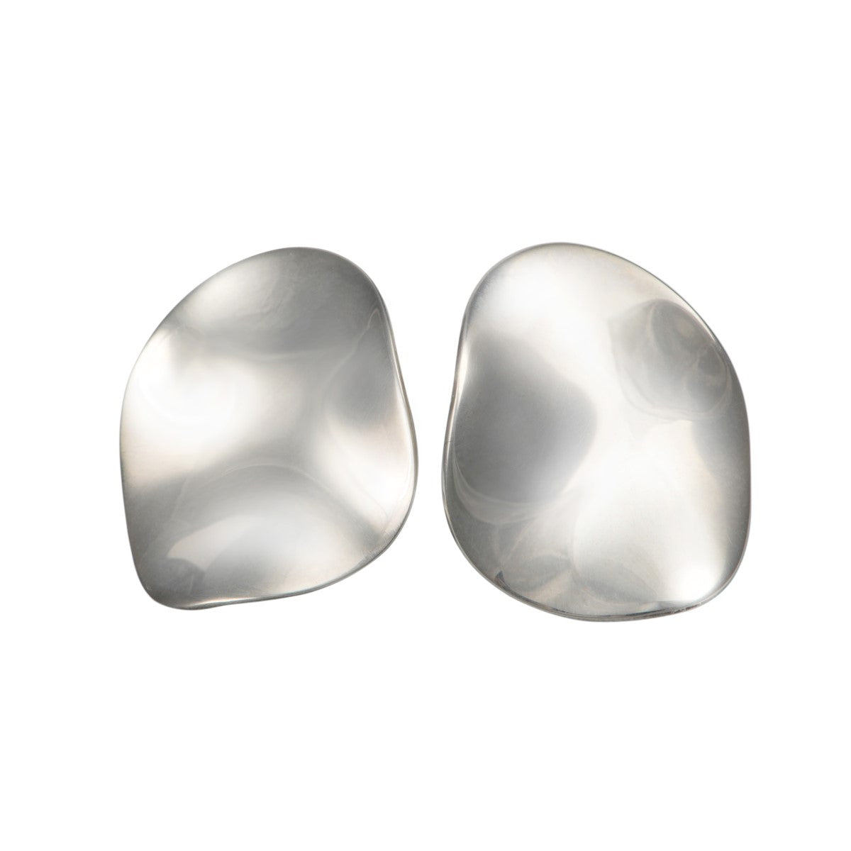 Large Sterling Silver Studs, Organic and Concave in Shape