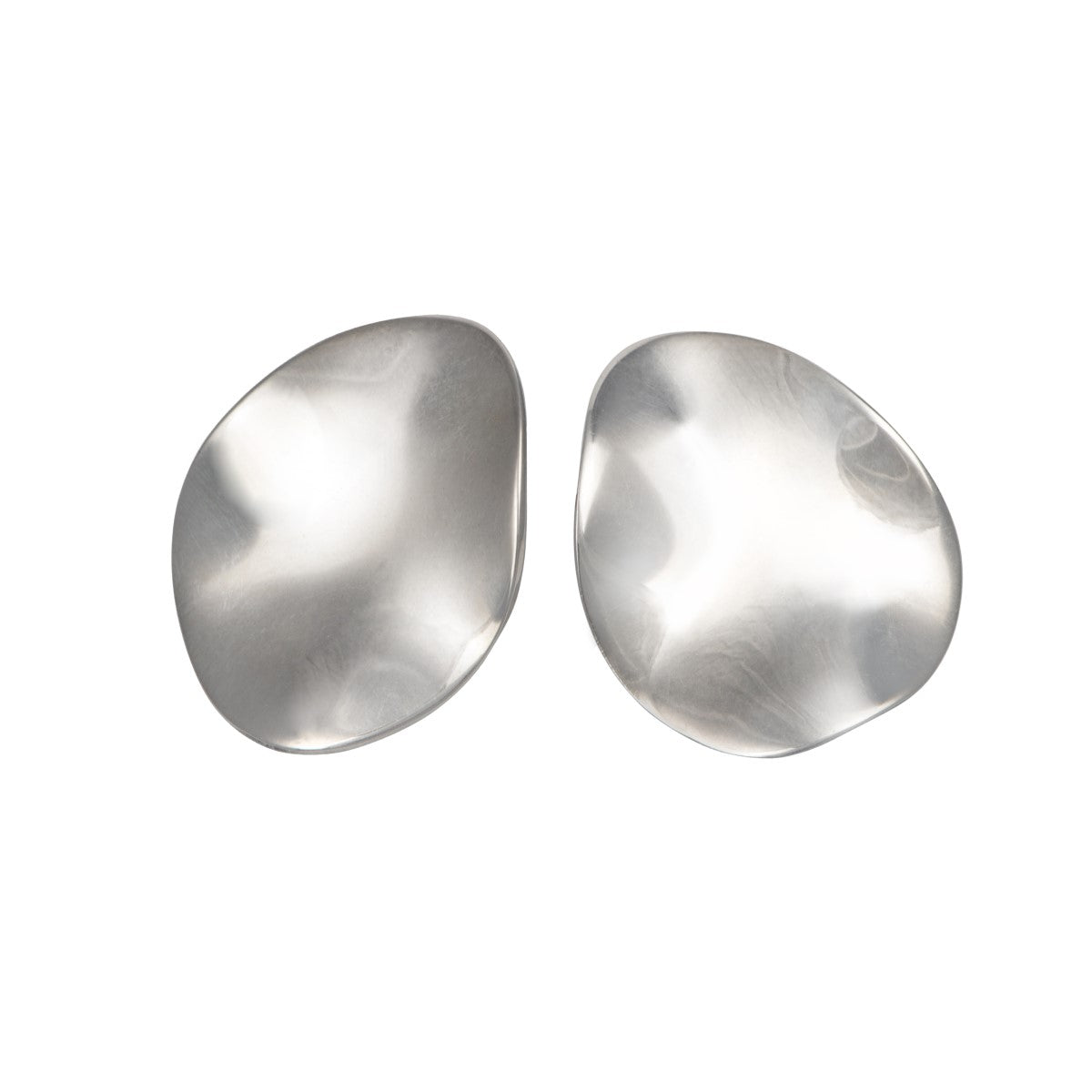 Large Sterling Silver Studs, Organic and Concave in Shape