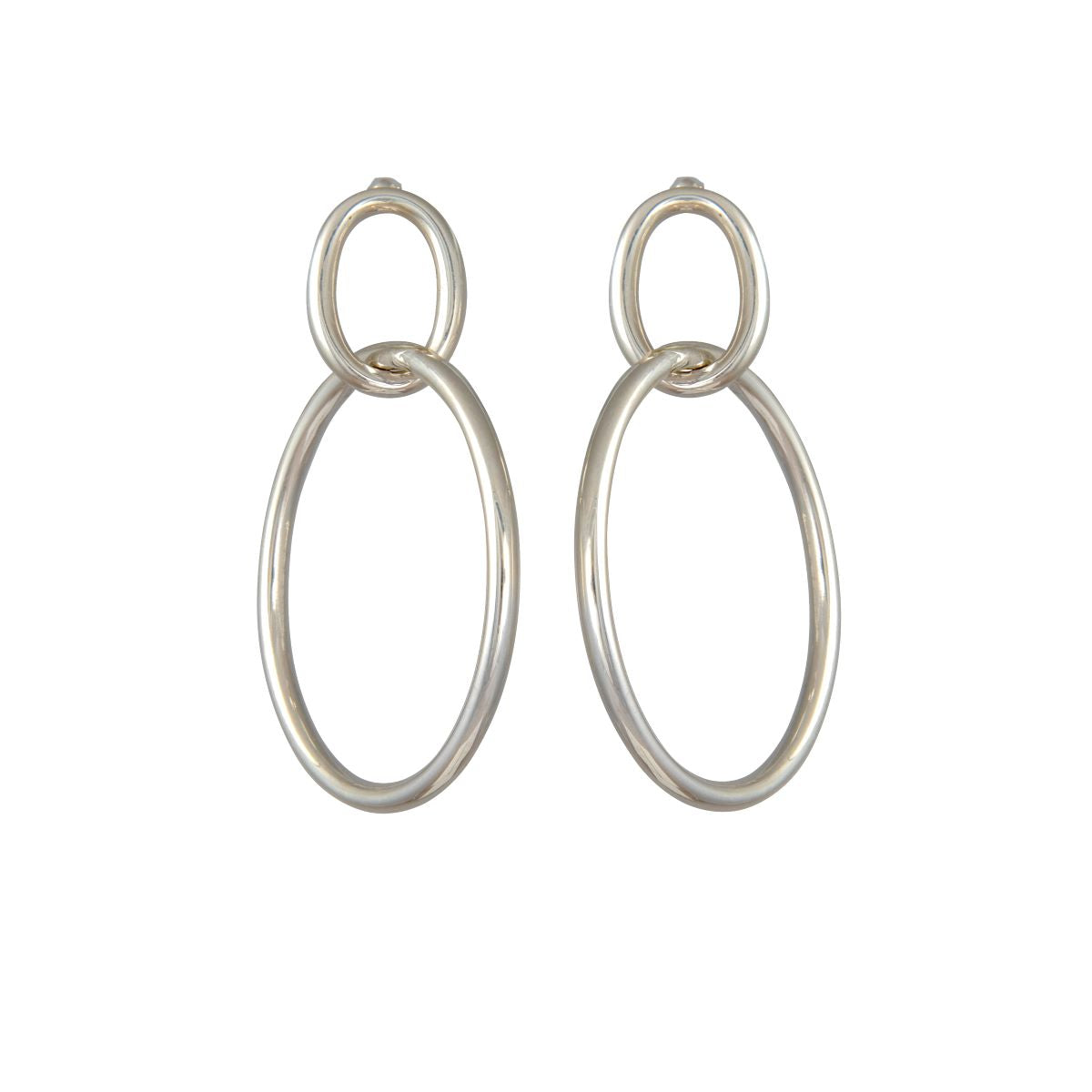 Two Interlinked Sterling Silver Hoop Earrings