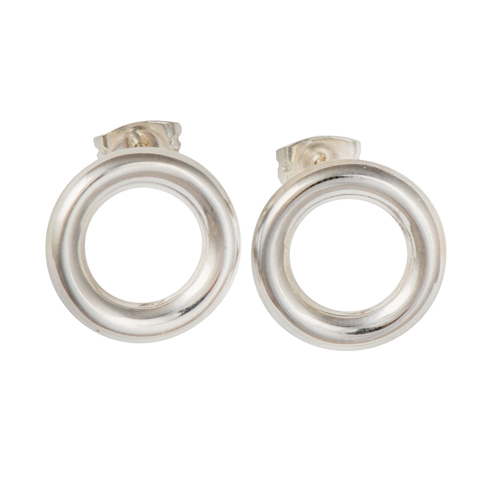 Round Hoop Shaped Silver Studs