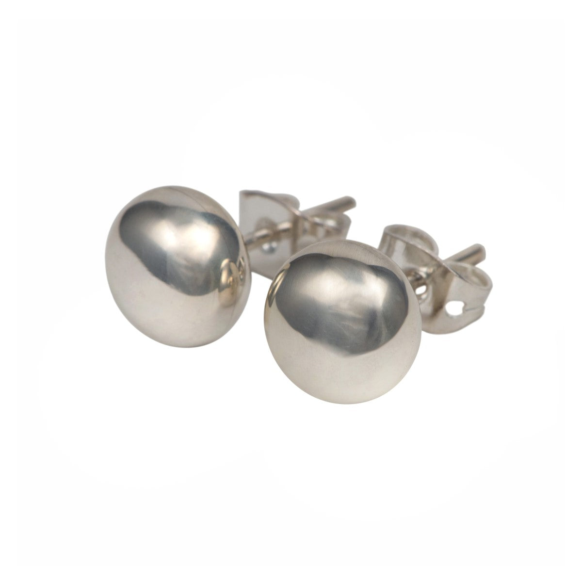 Sterling Silver Rounded Button Studs