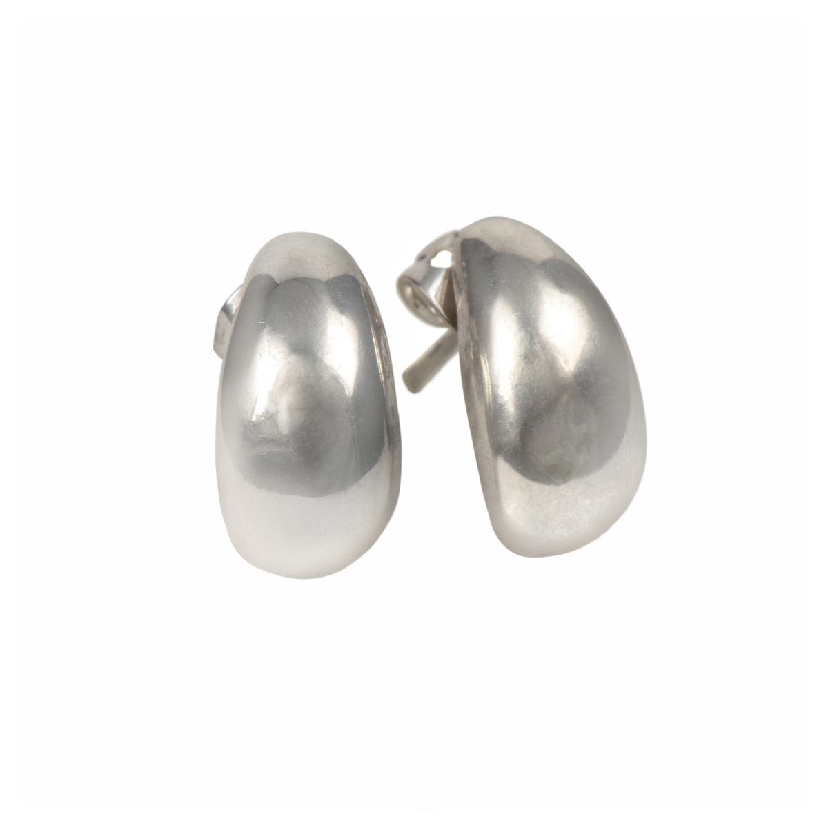 Sterling Silver Studs with a Curved Teardrop Shape