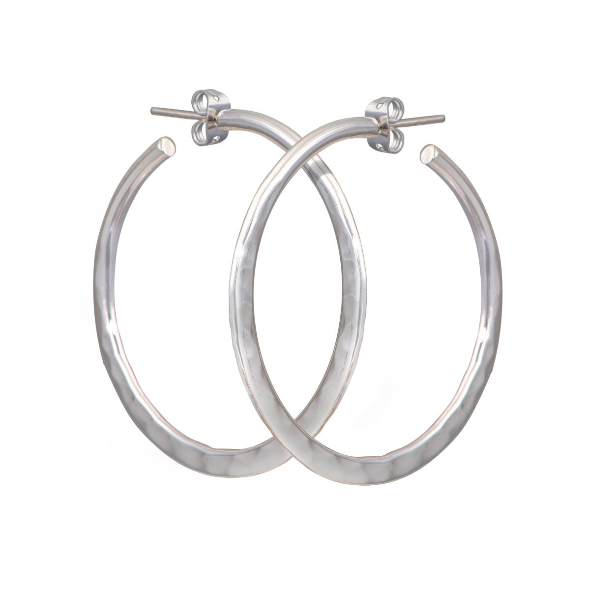 Statement Sterling Silver Hoop Earrings with a Hammered Finish