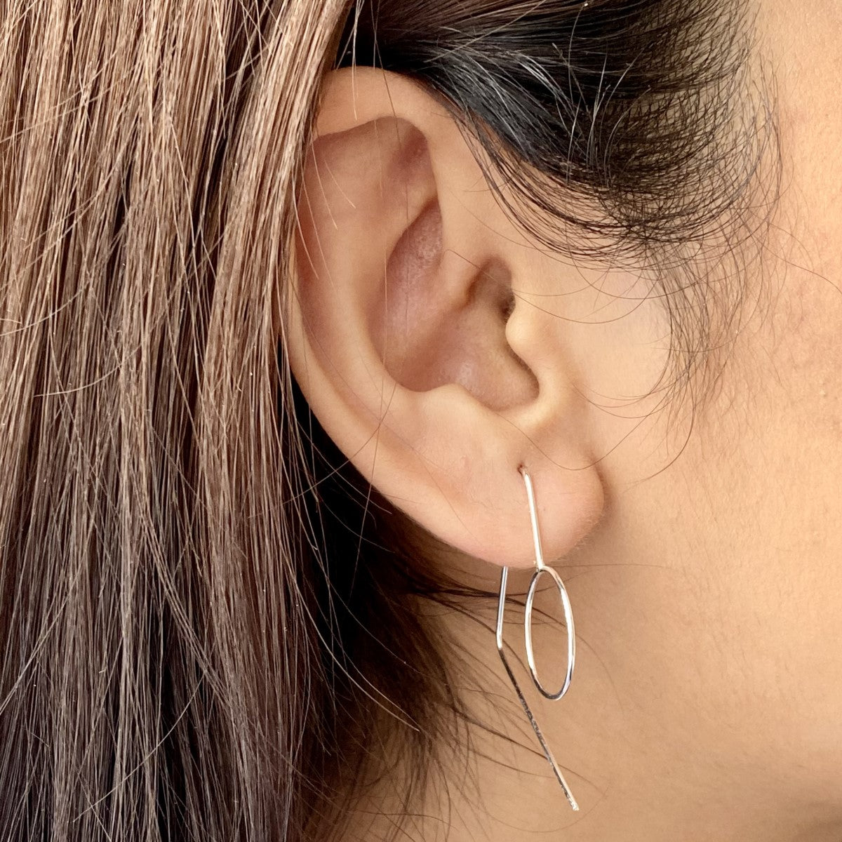Sterling Silver Threader Earrings with a Geometric Design