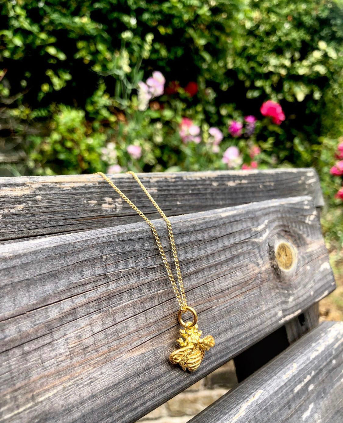 Bee Pendant with Gold Chain