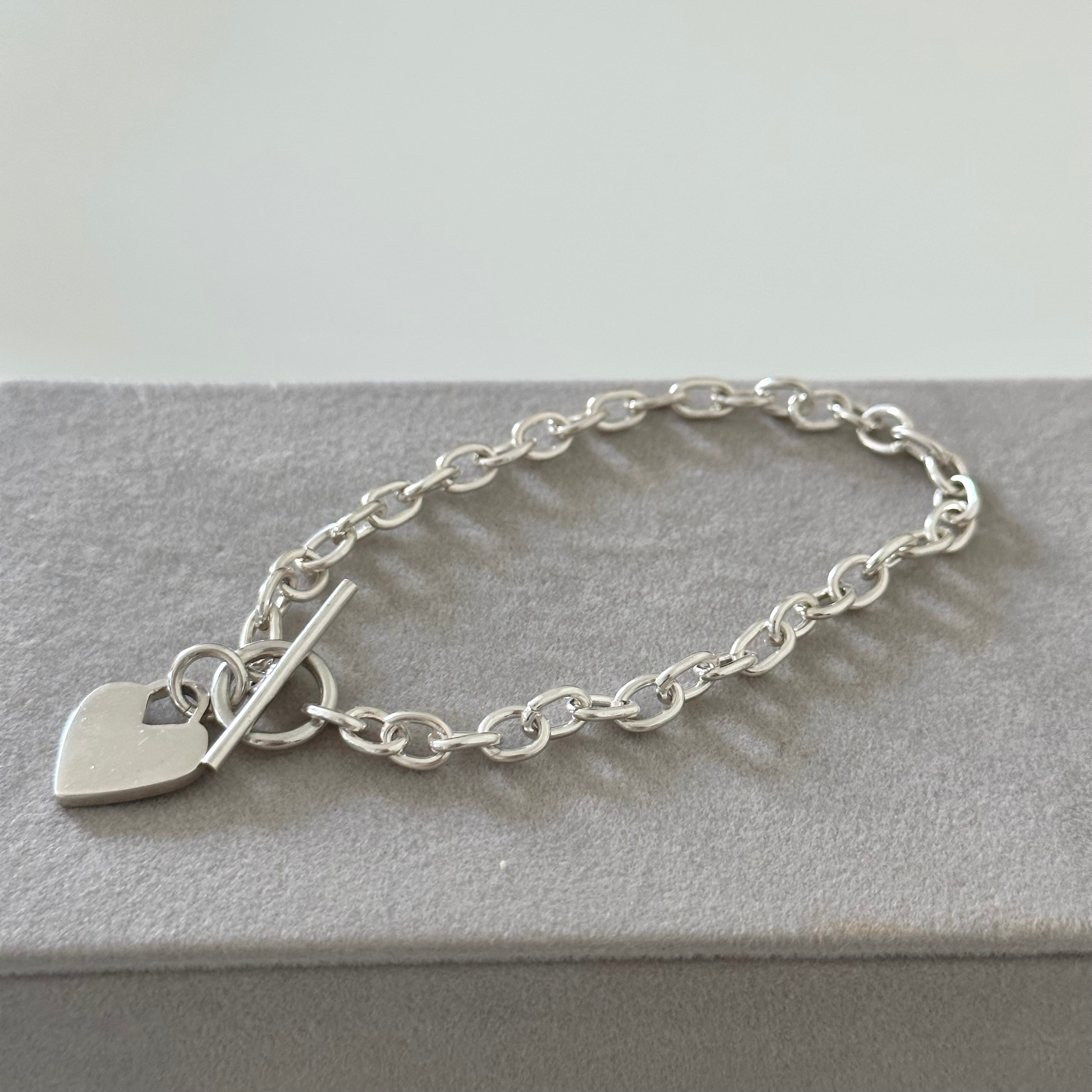 Chunky Sterling Silver Rope Bracelet with Heart Charm – HappyGoLicky Jewelry