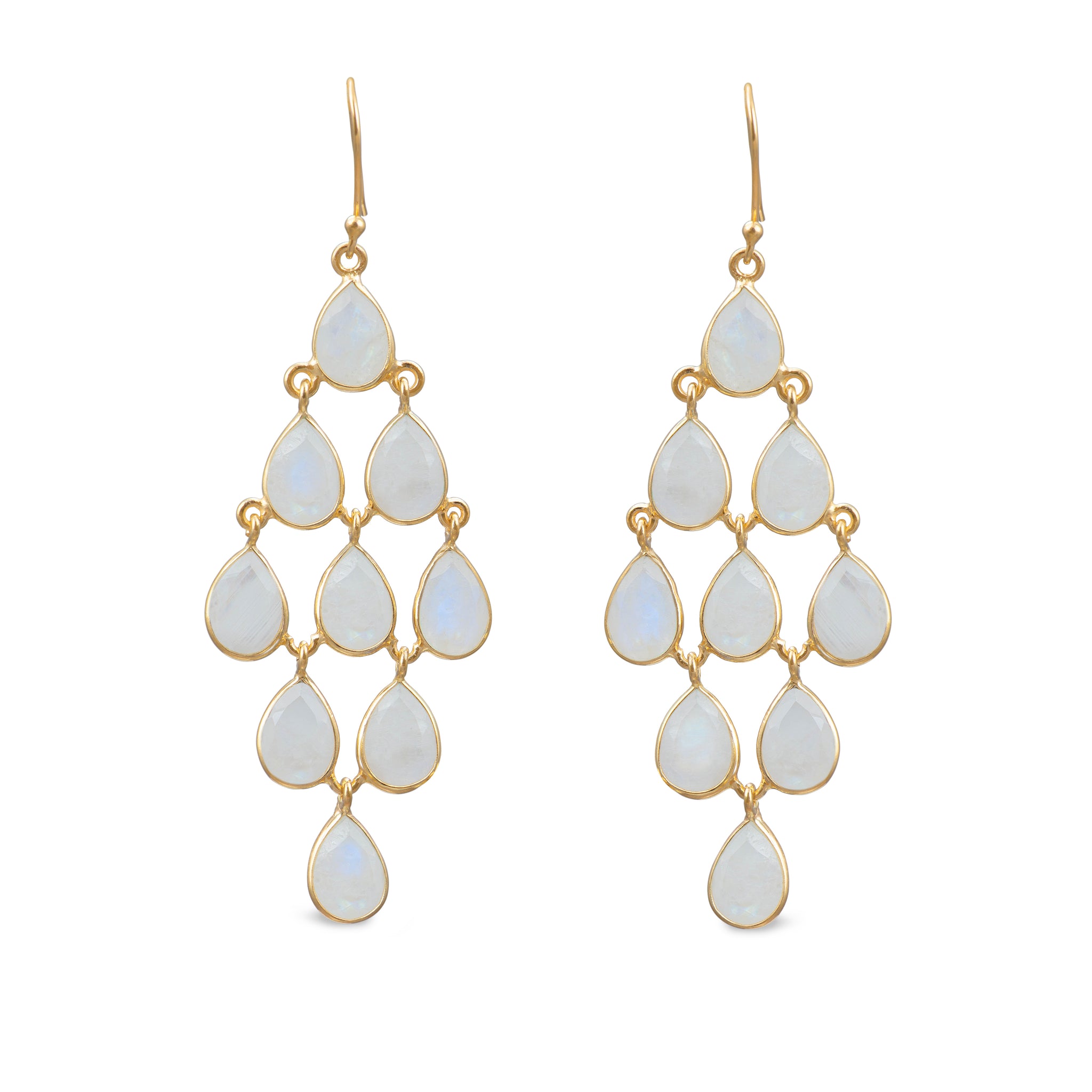 Gold Plated Sterling Silver Chandelier Earrings Moonstone