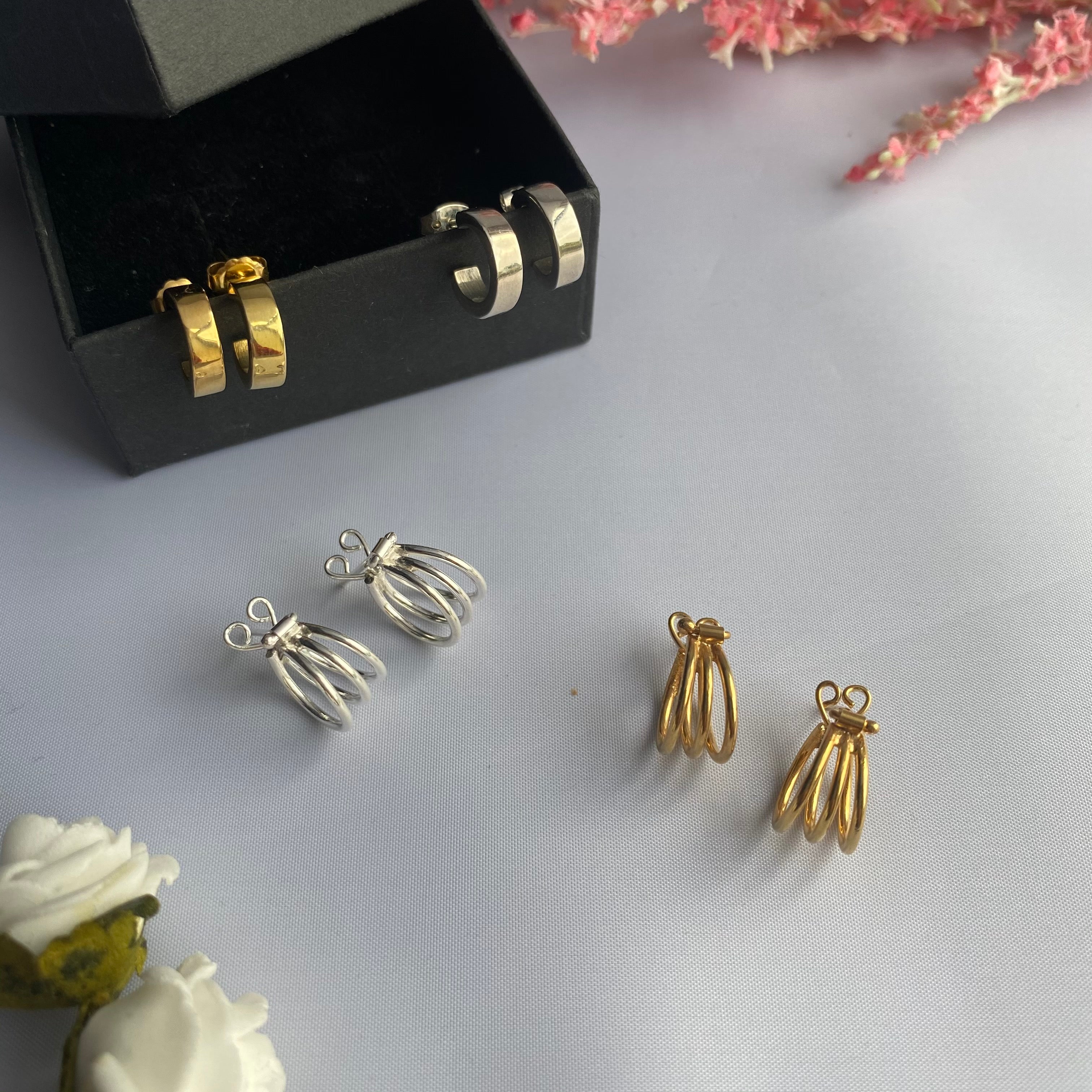 Gold Plated Silver Small Flat Hoop Earrings