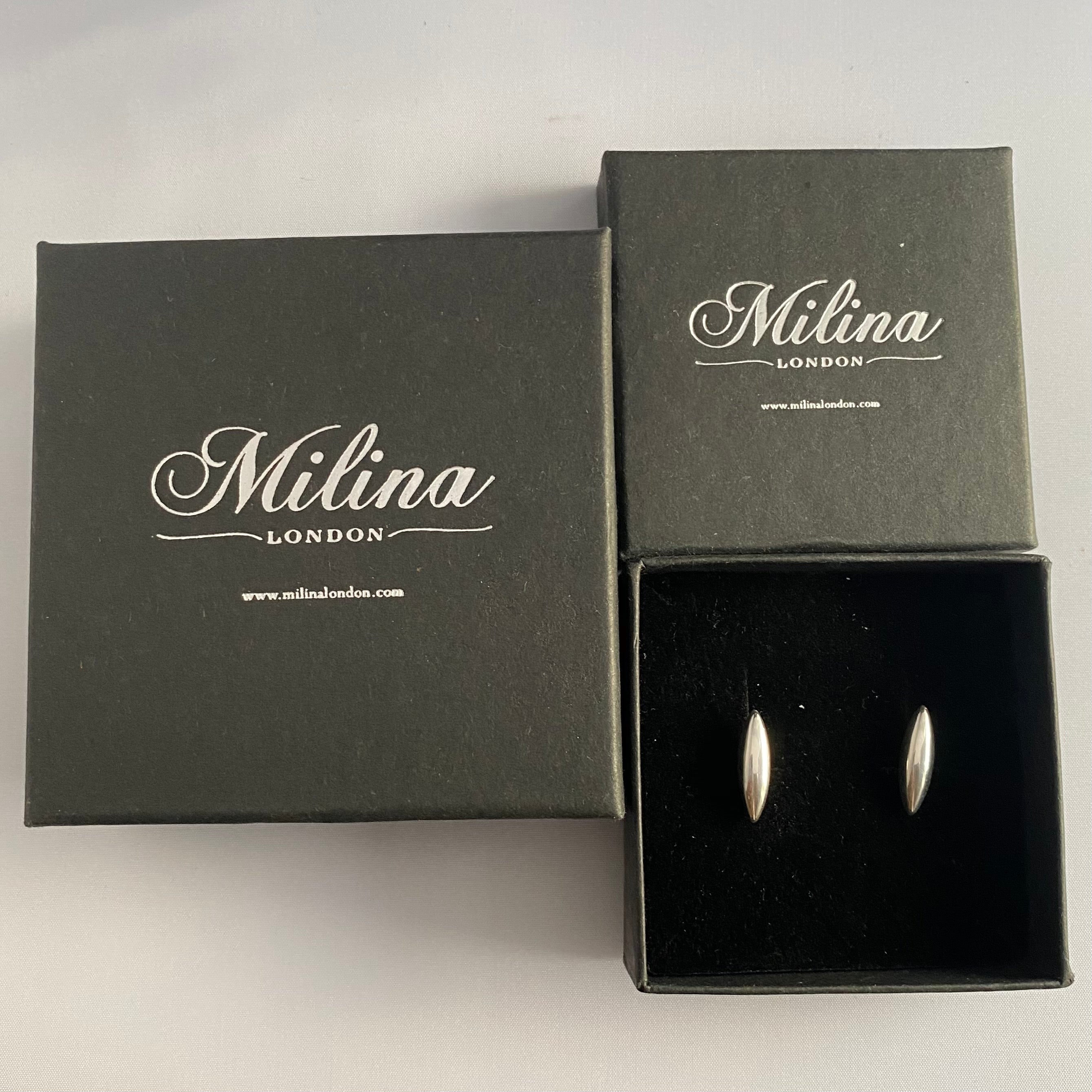 Sterling Silver Stud Earrings shaped like a Rice Grain