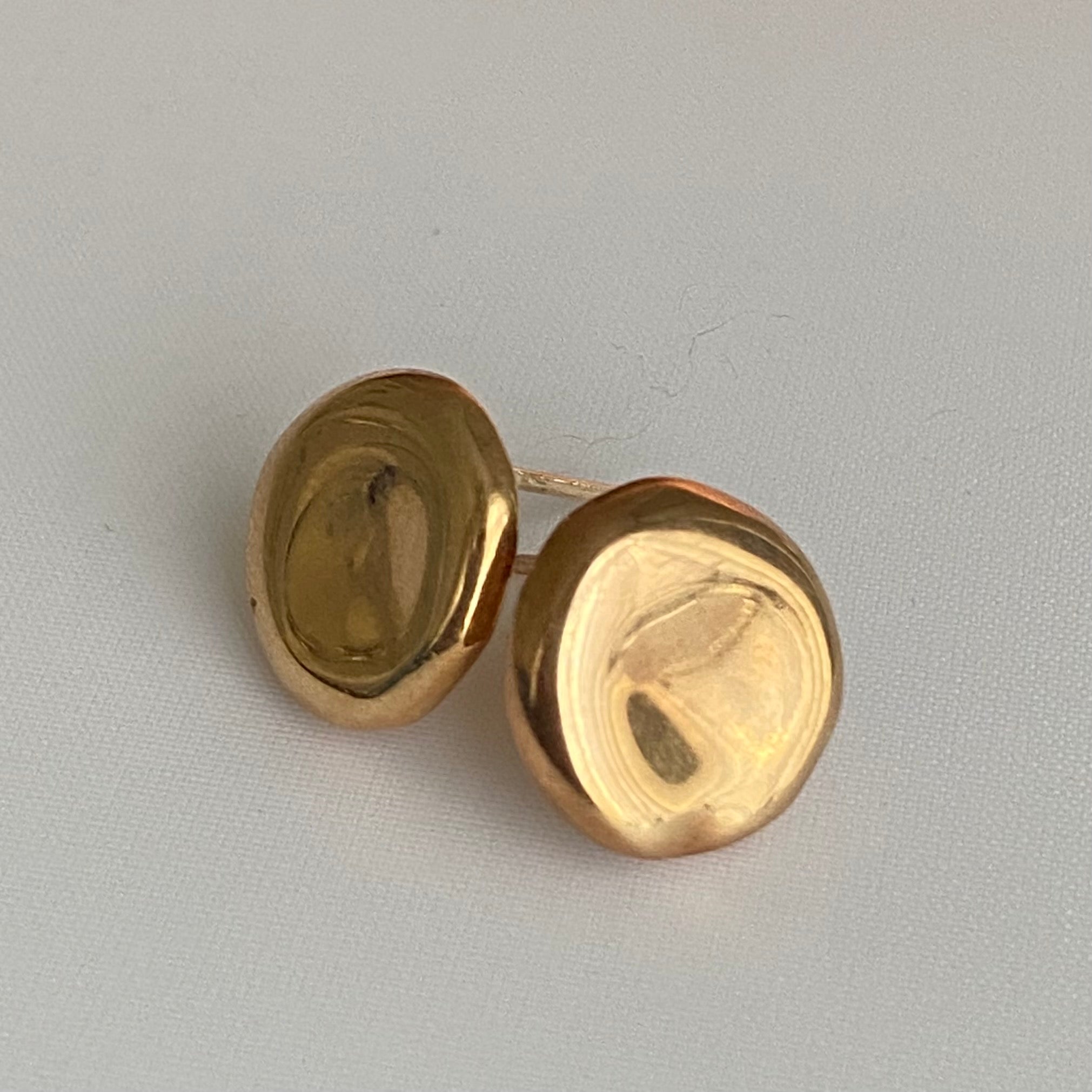 Gold Plated Sterling Silver Round Organic Concave Shaped Studs