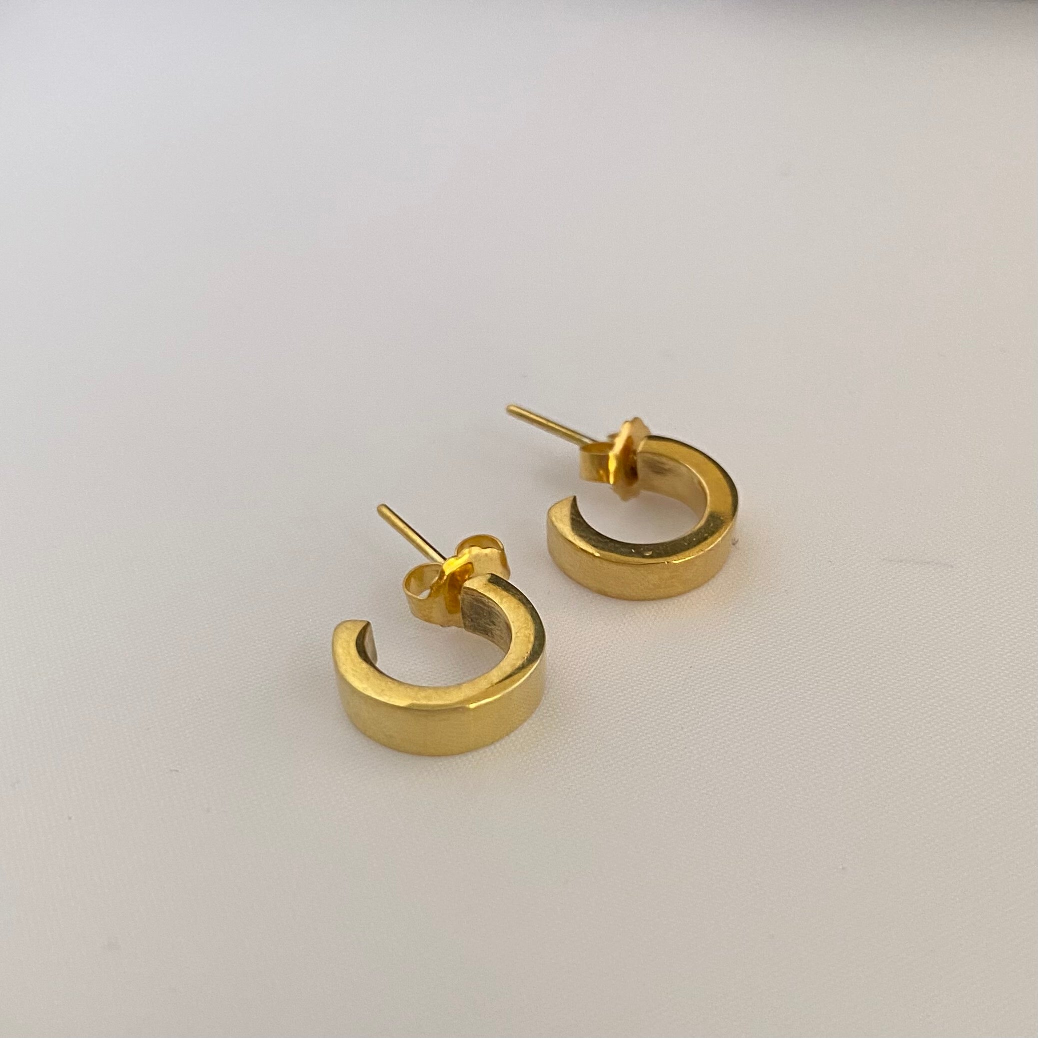 Gold Plated Silver Small Flat Hoop Earrings