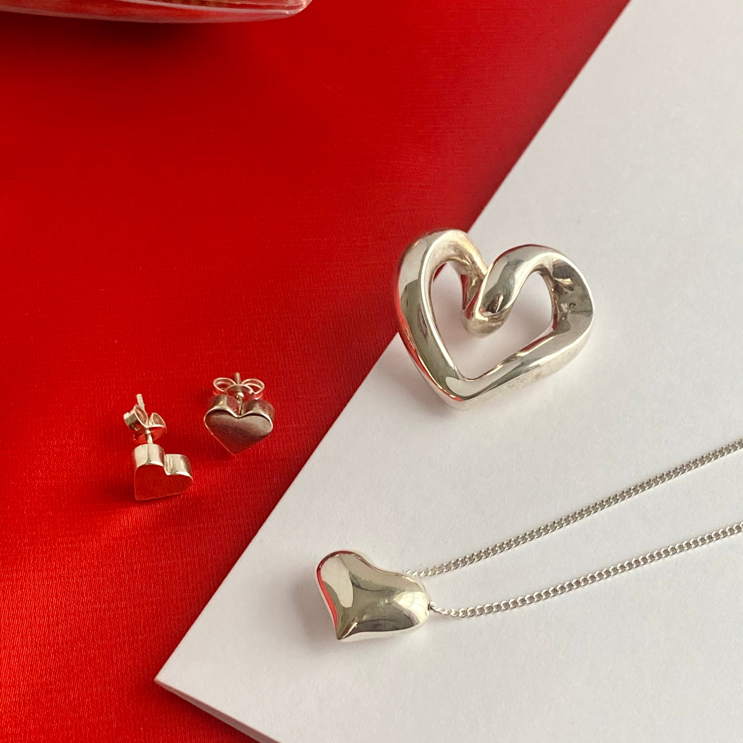 Sterling Silver Tilted Puffy Heart Necklace