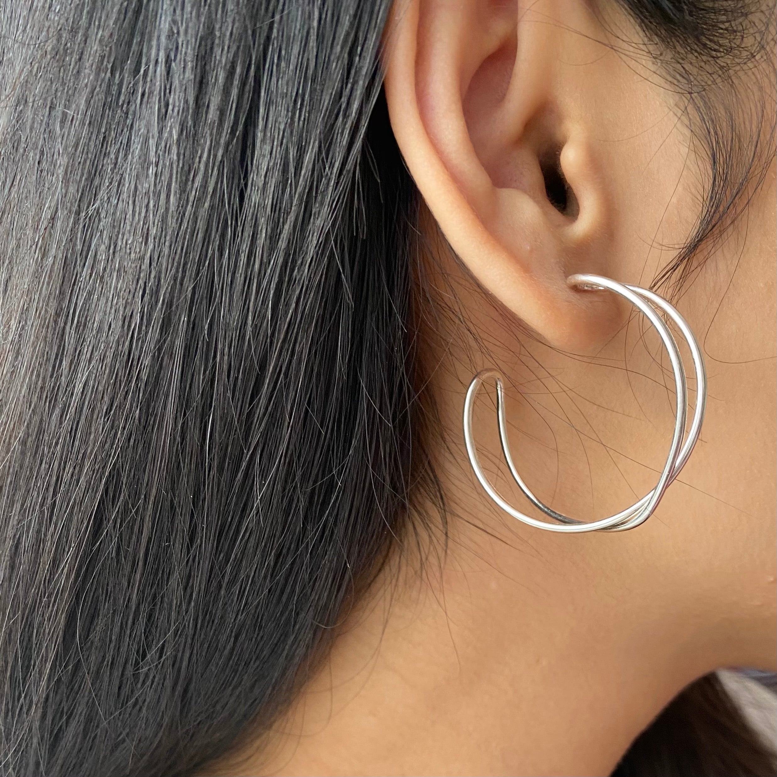 Sterling Silver Intertwined Hoop Earrings