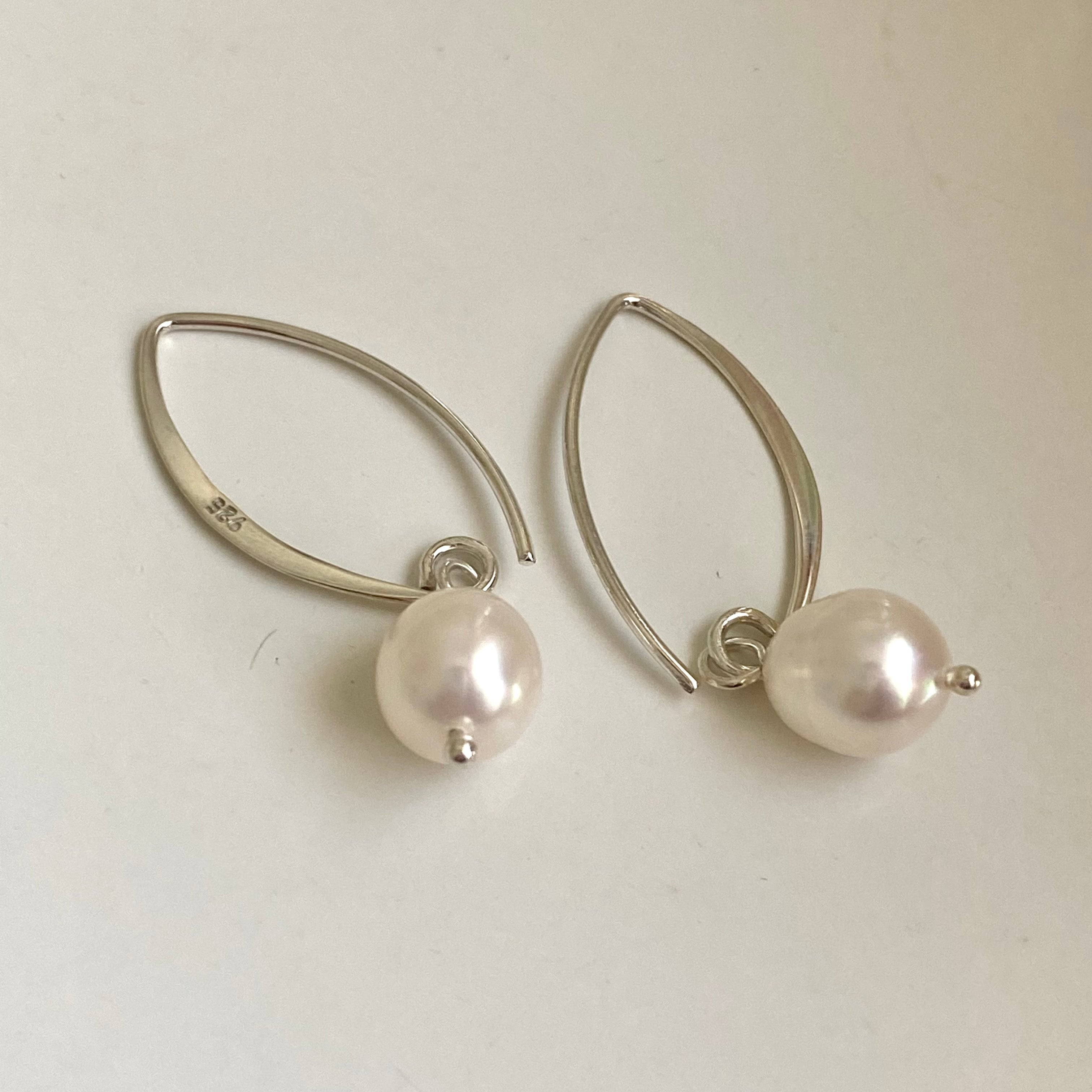 Sterling Silver Threader Hook Earrings - Pearl