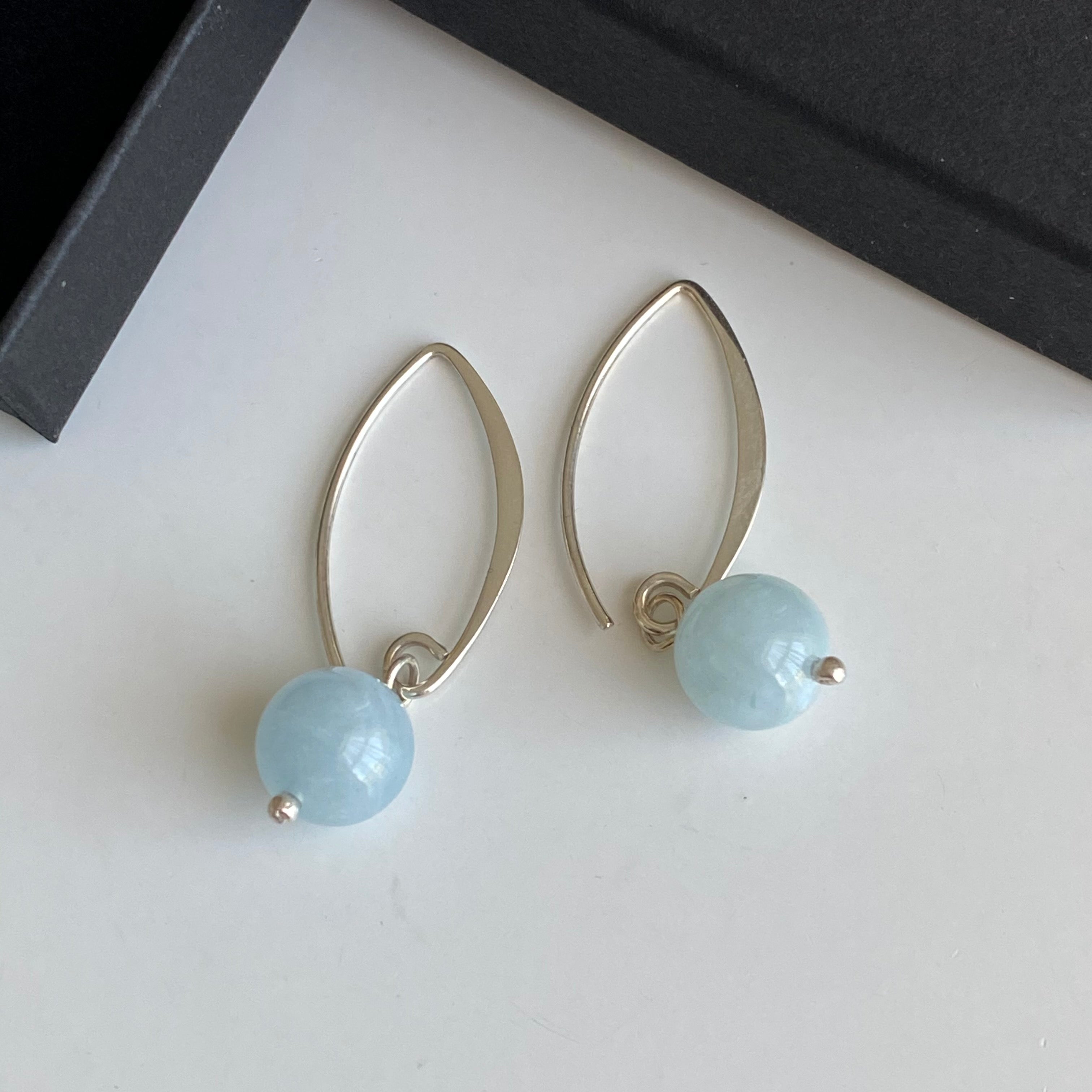 Sterling Silver Threader Earrings with Aquamarine Drop