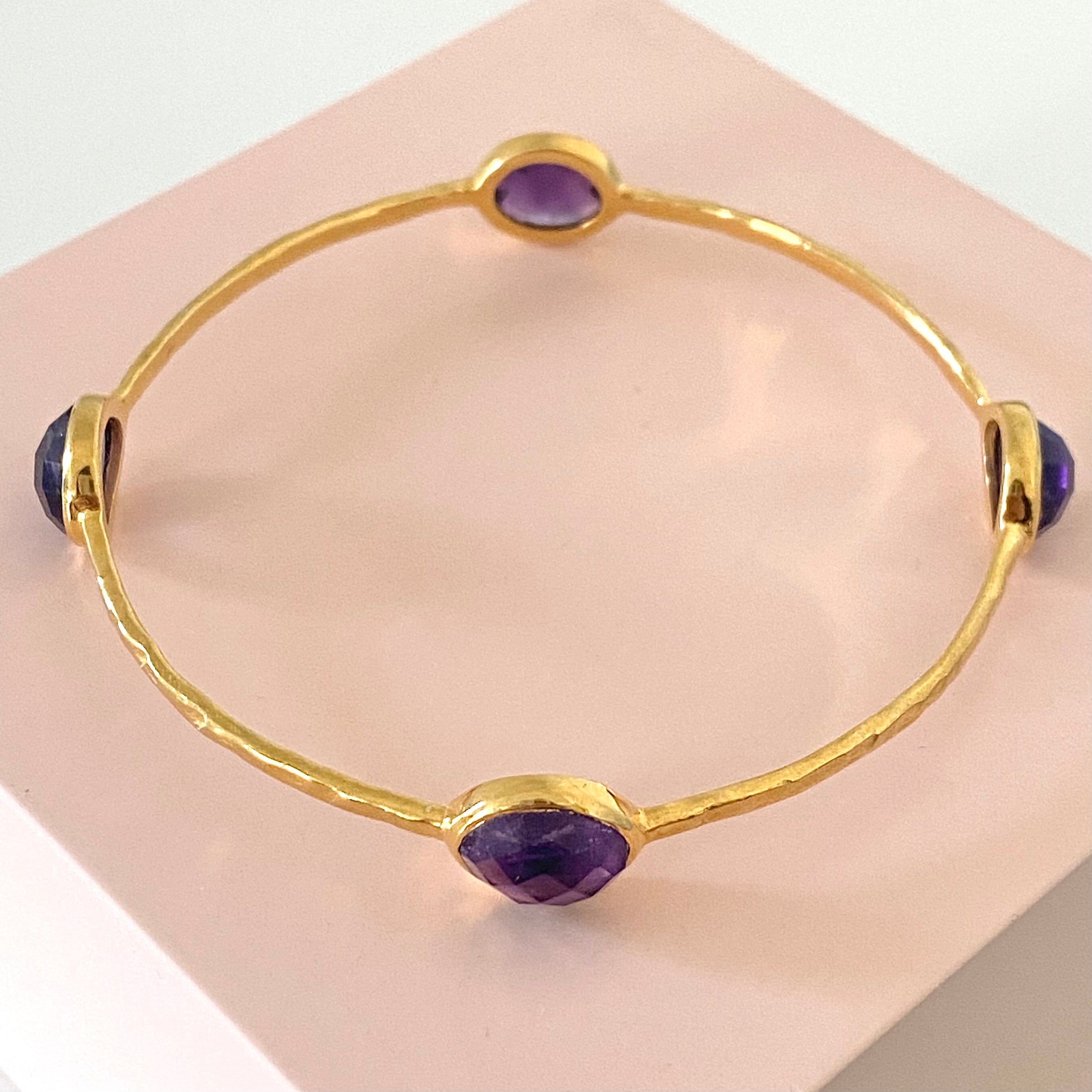 Sterling Silver Amethyst Gemstone Bangle 