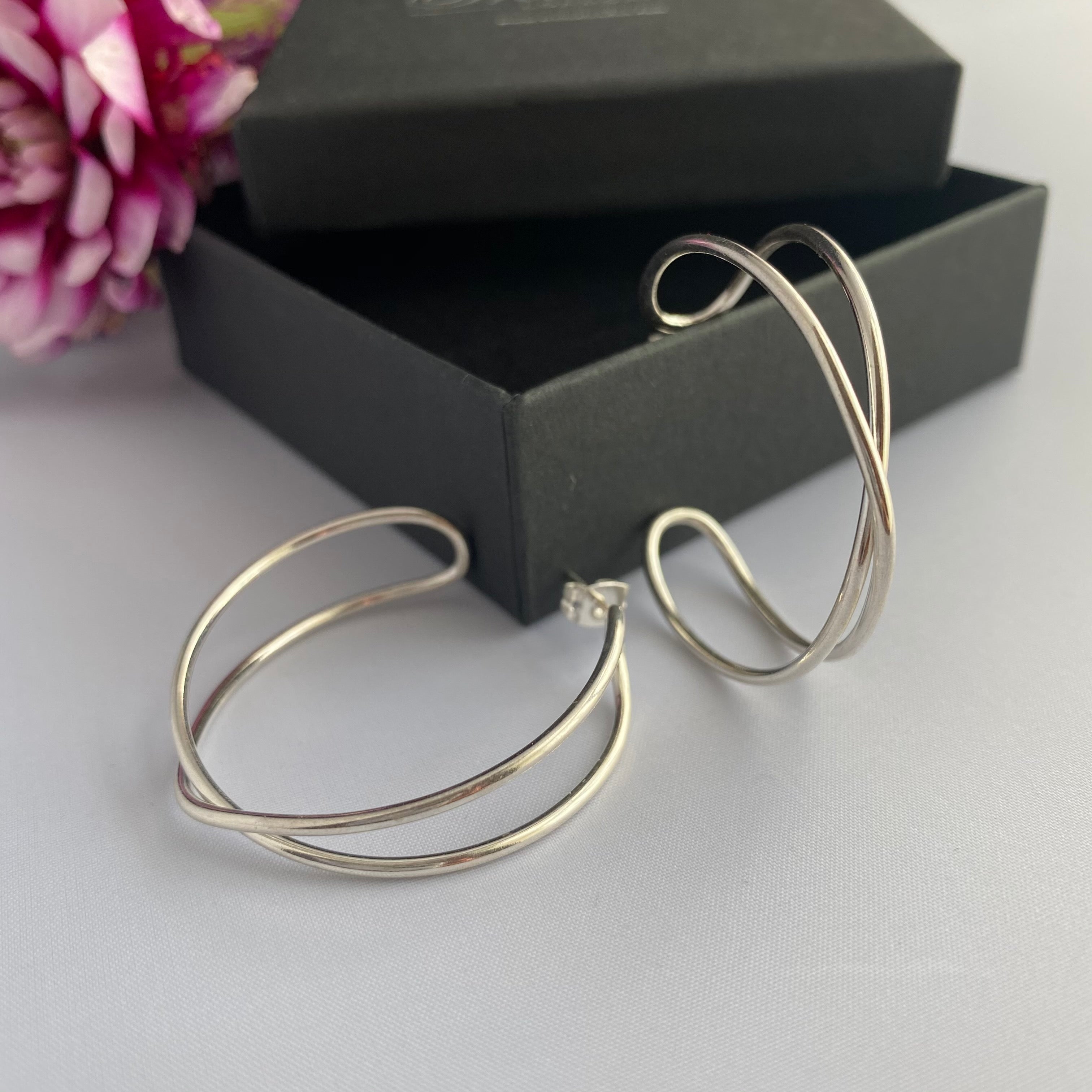 Sterling Silver Intertwined Hoop Earrings