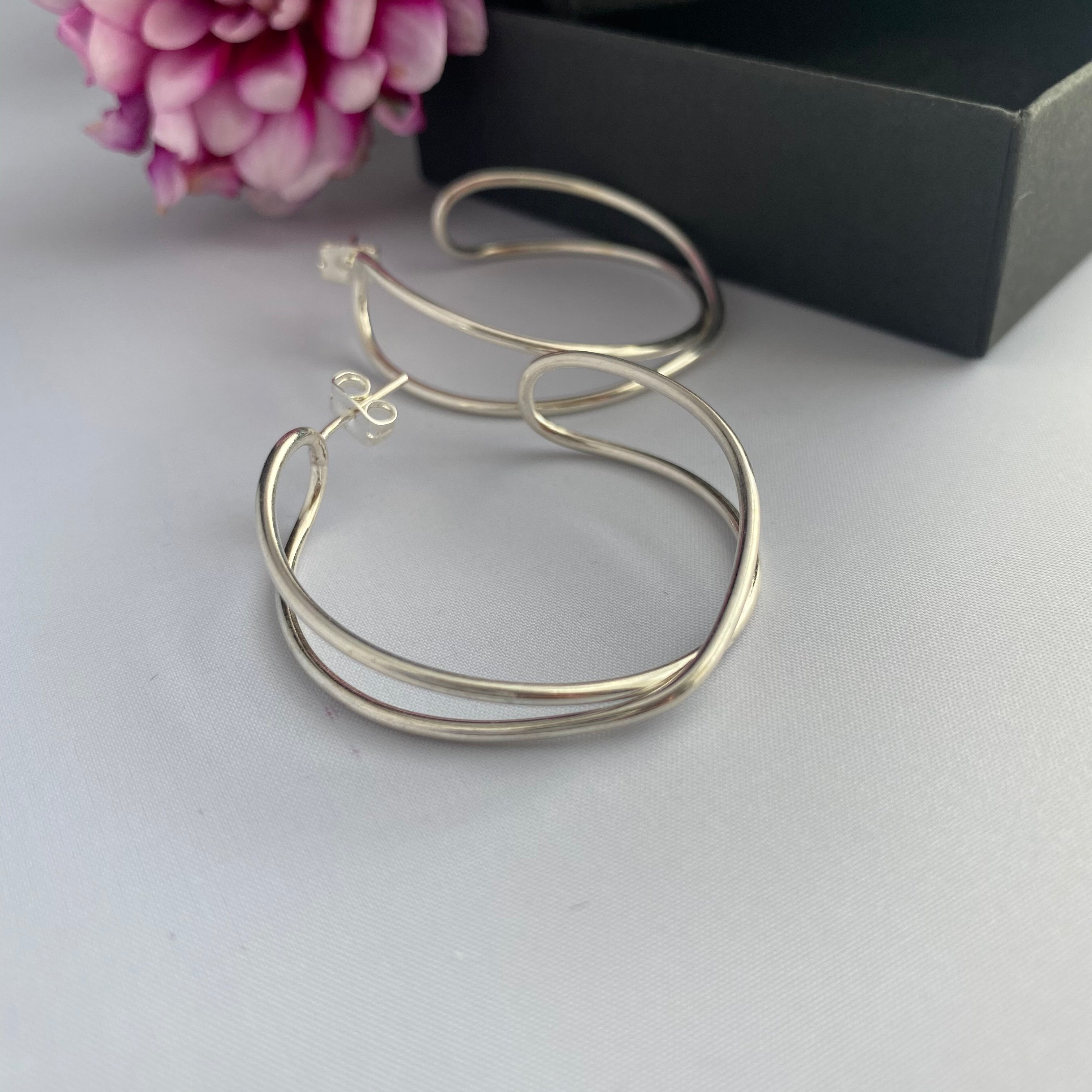 Sterling Silver Intertwined Hoop Earrings