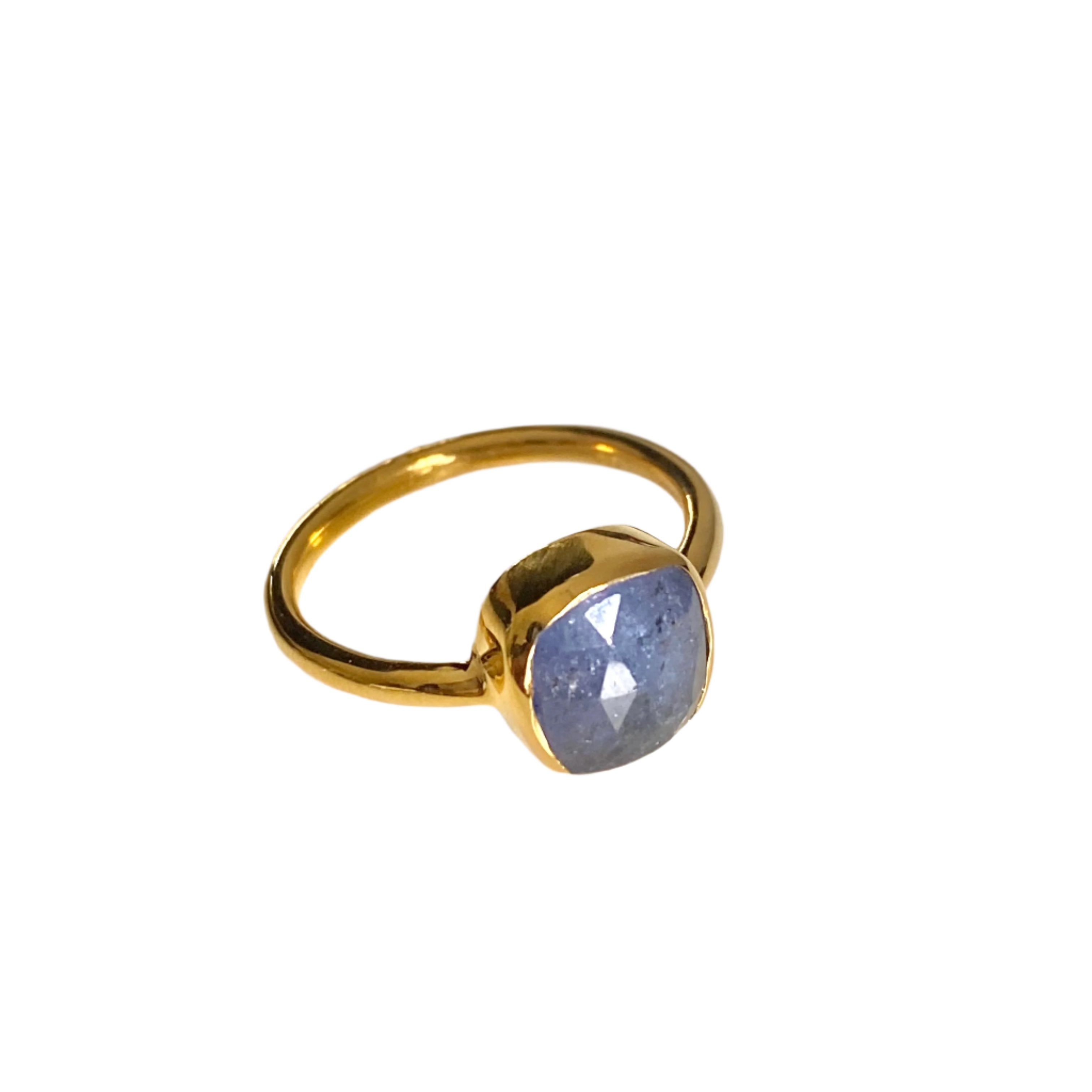 Tanzanite Gold Plated Sterling Silver Solitaire Ring 