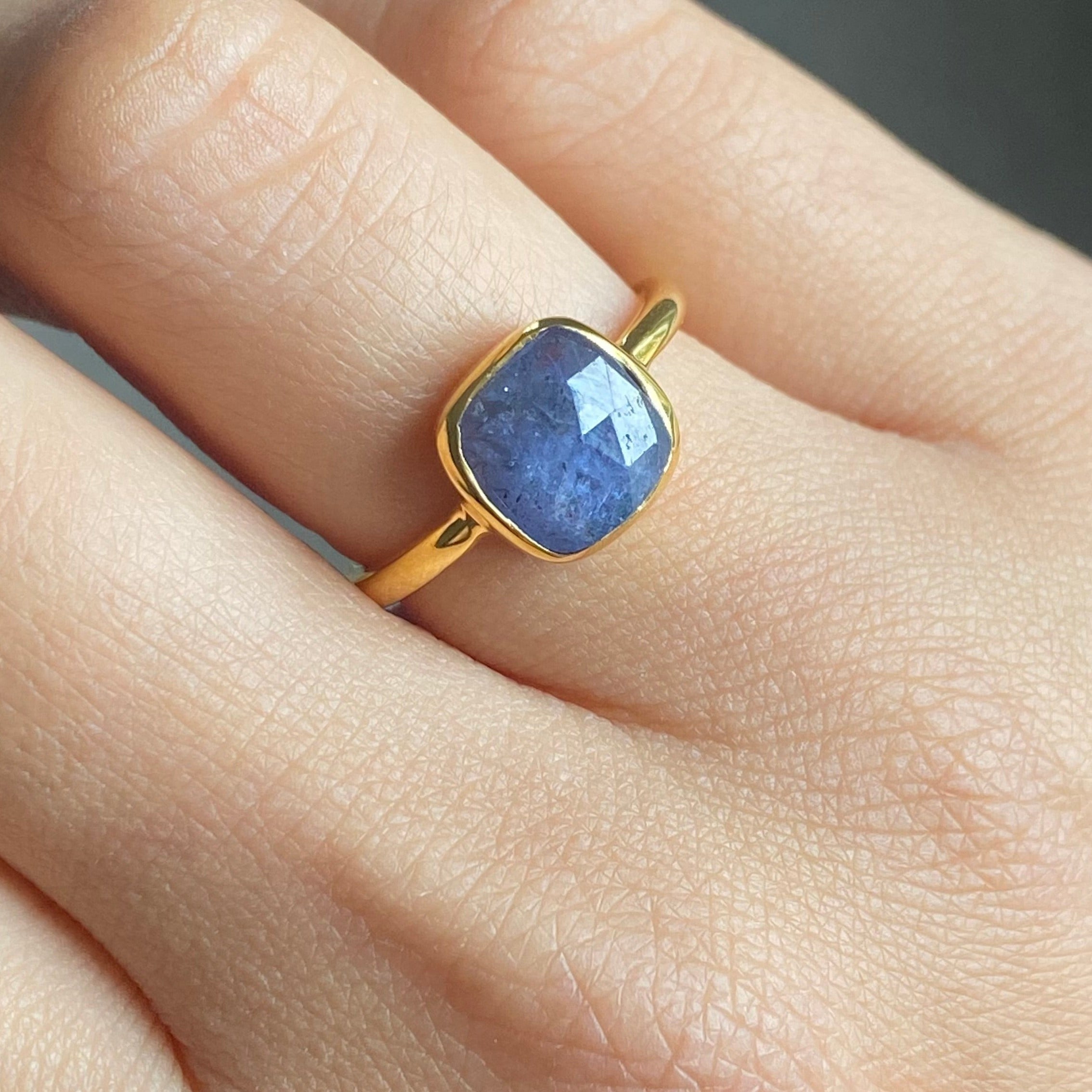 Tanzanite Gold Plated Sterling Silver Solitaire Ring 