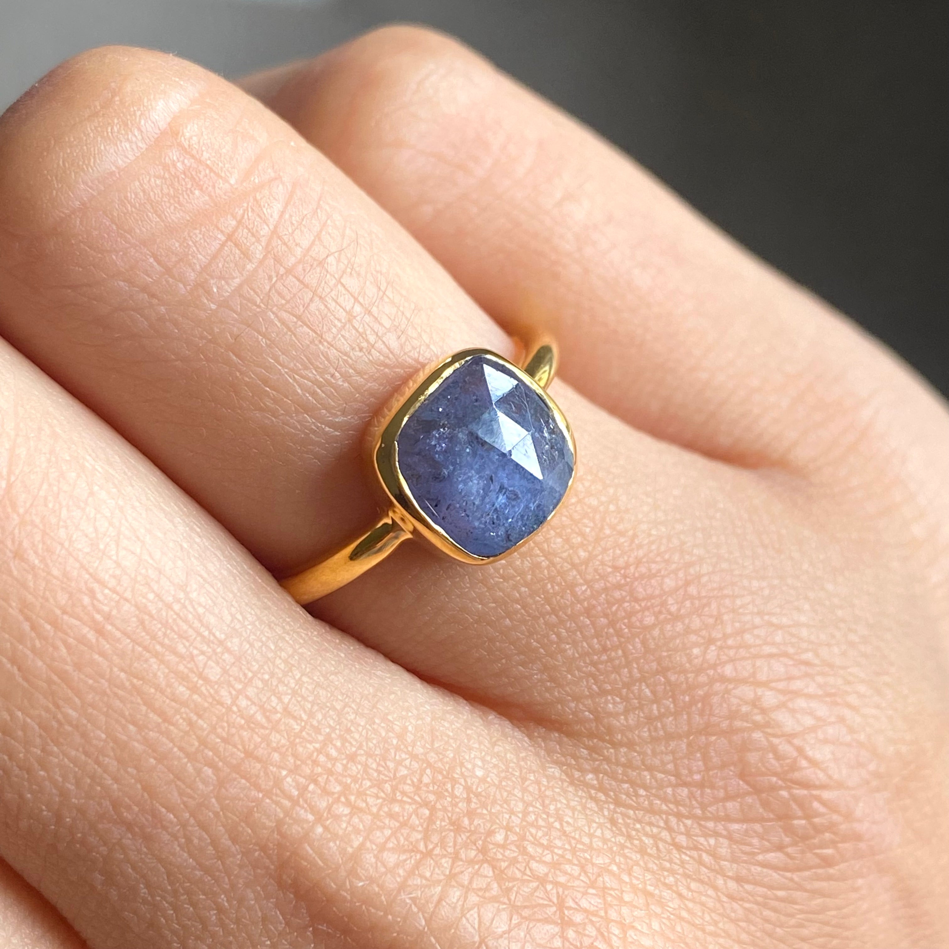 Tanzanite Gold Plated Sterling Silver Solitaire Ring 