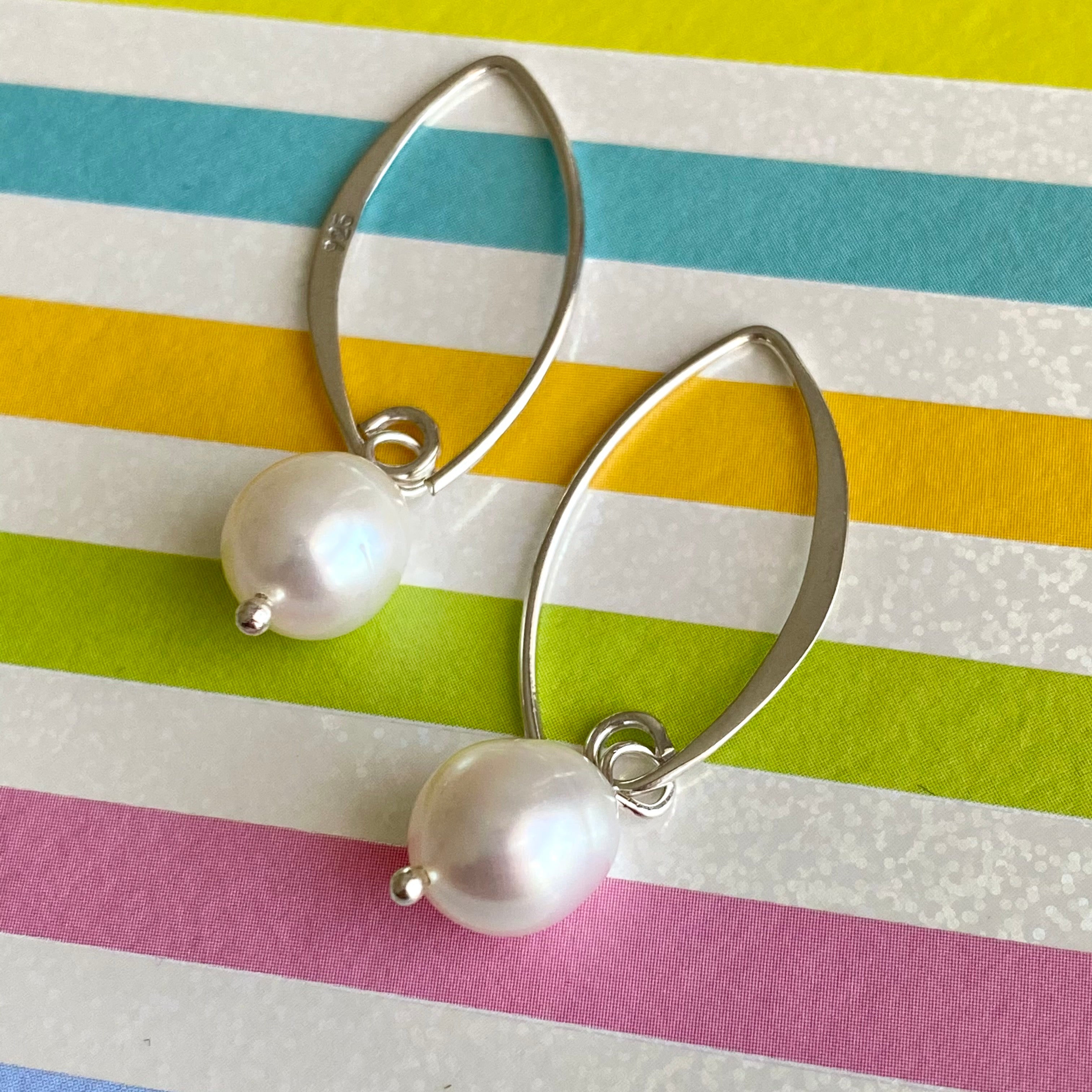 Sterling Silver Threader Hook Earrings - Pearl