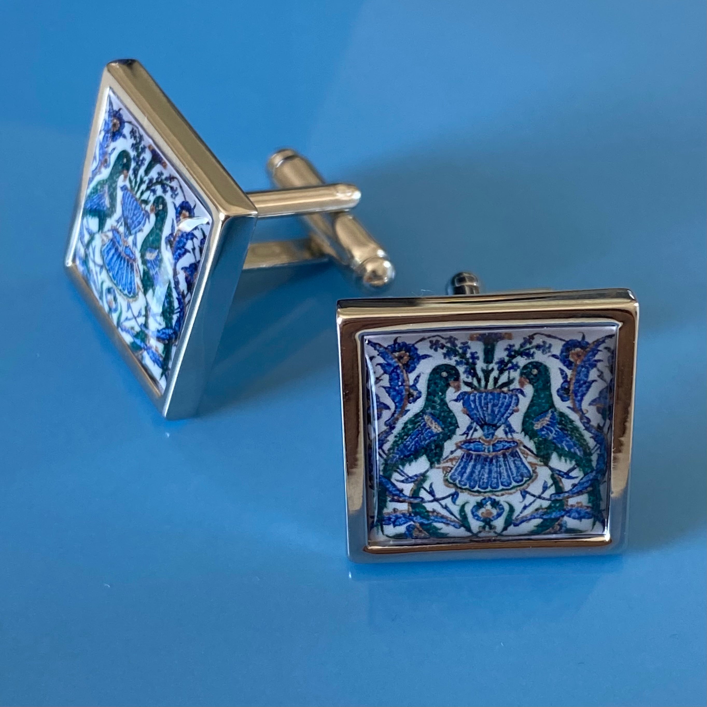 Cufflinks - Iznik Parrots