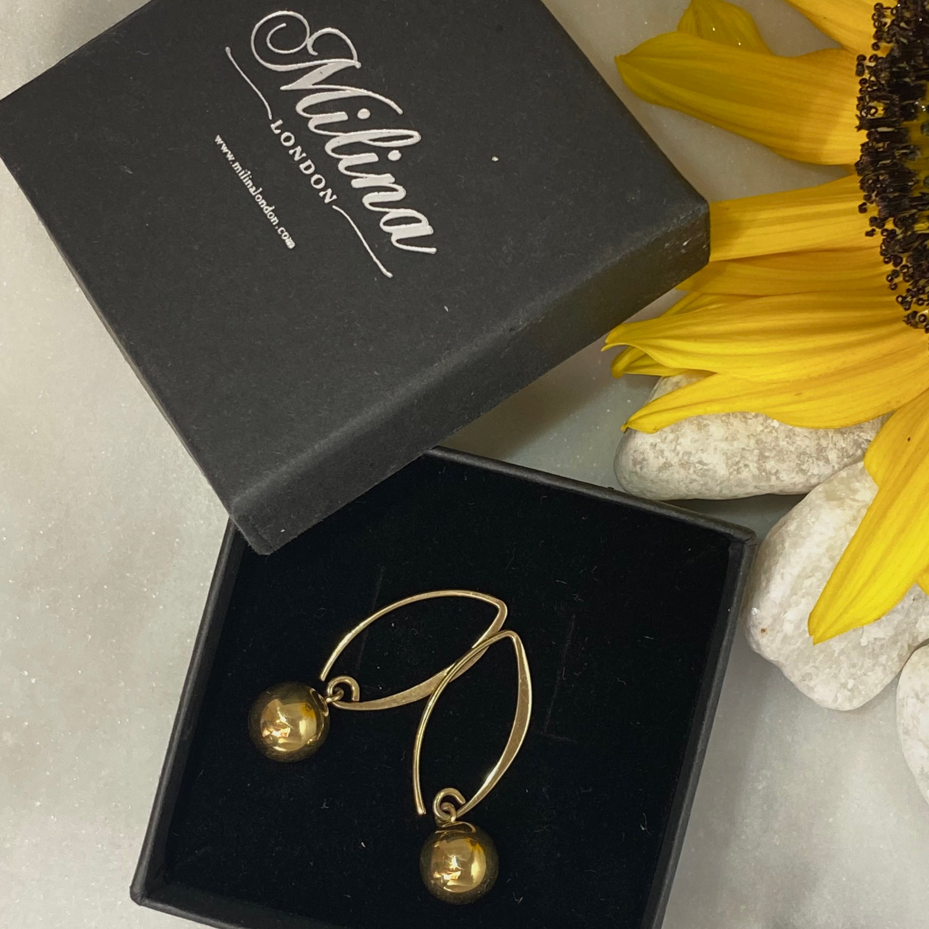 Gold Plated Sterling Silver Threader Earrings - Sphere