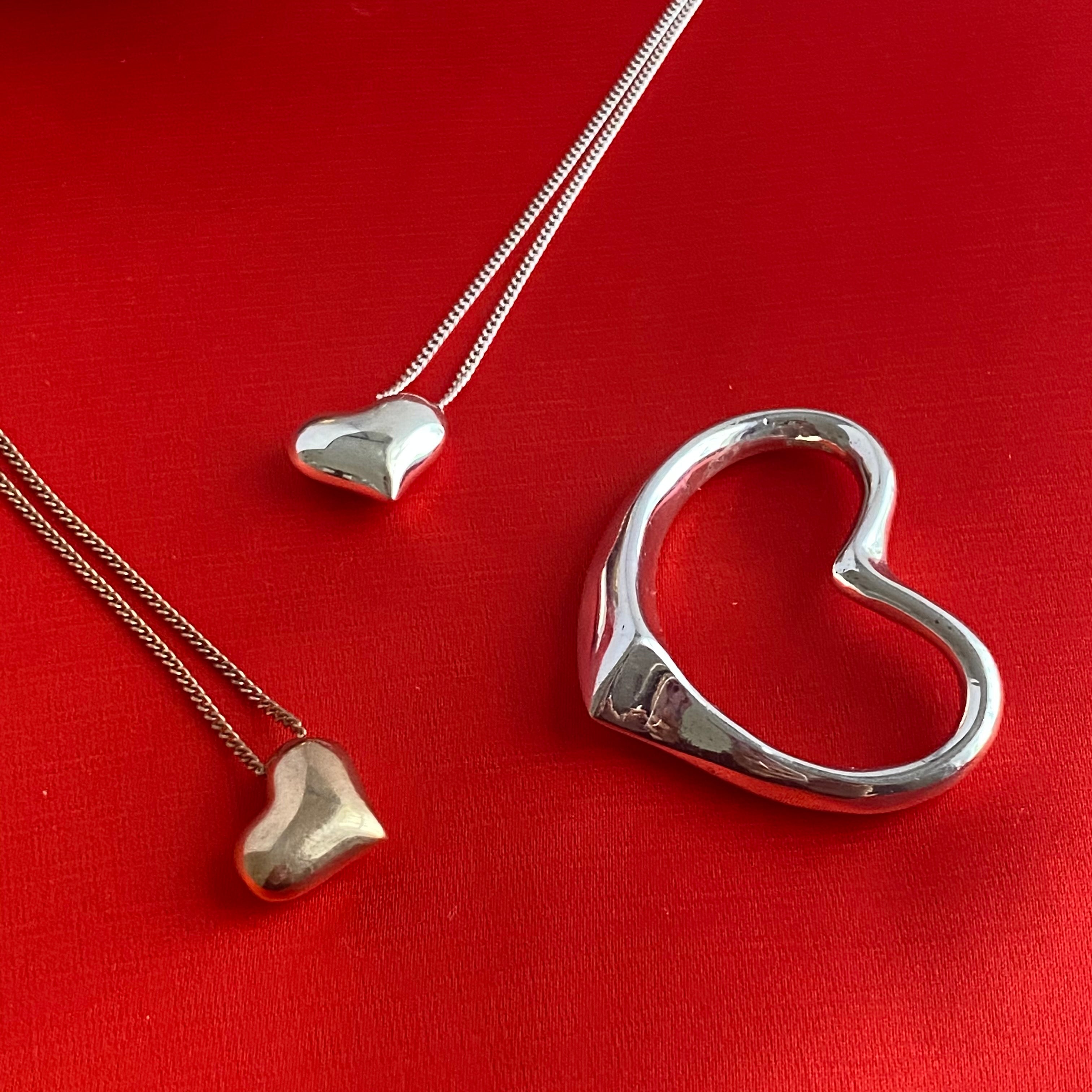 Chunky Silver Heart Pendant Necklace