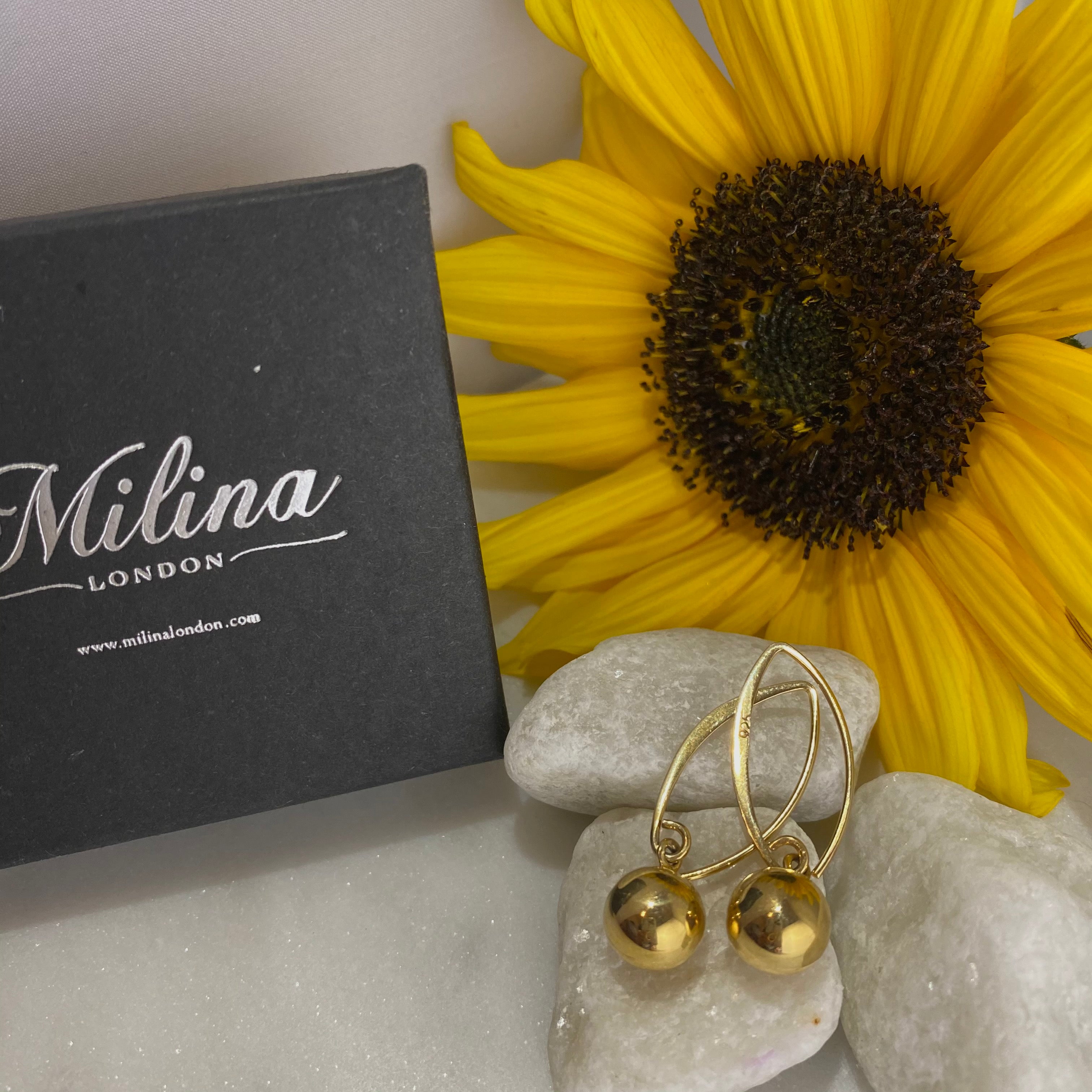 Gold Plated Sterling Silver Threader Earrings - Sphere