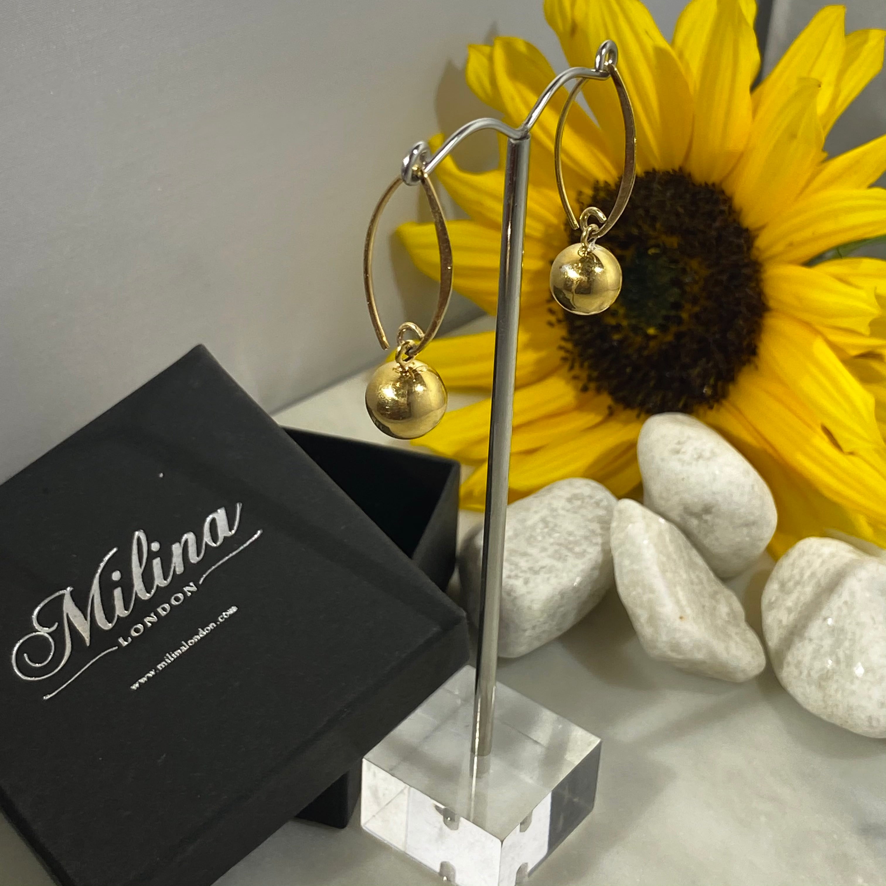 Gold Plated Sterling Silver Threader Earrings - Sphere