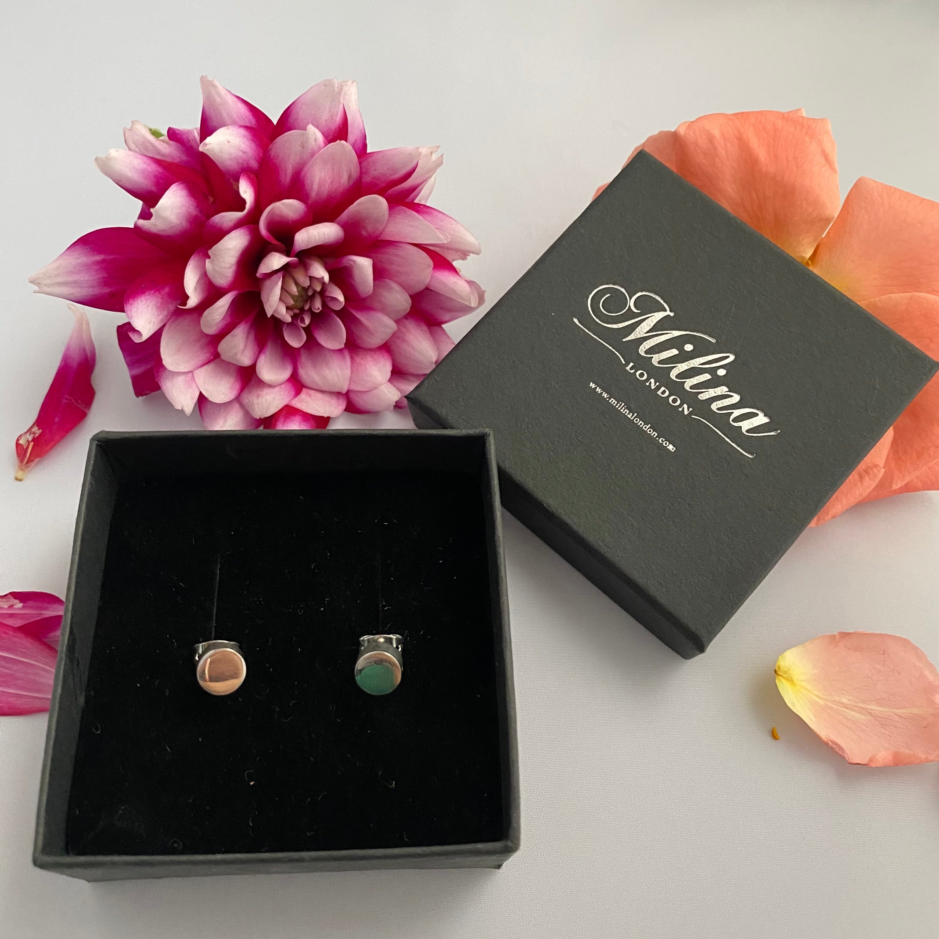 Sterling Silver Round Studs with a Flat Surface