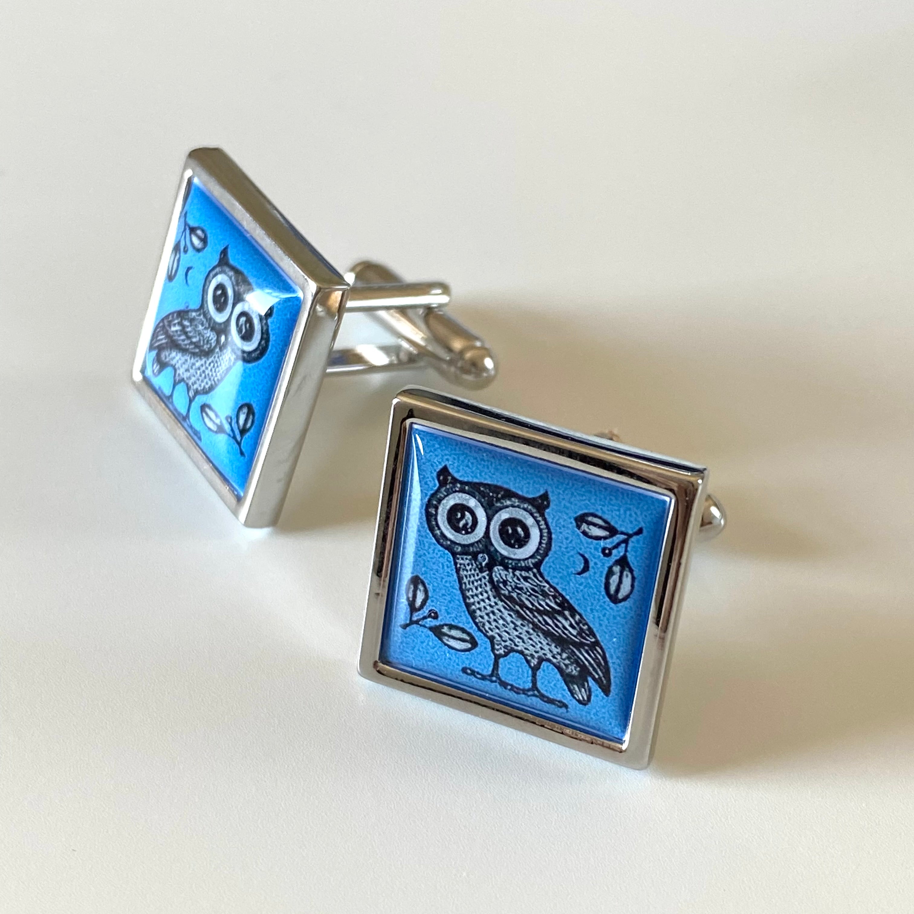 Cufflinks - Greek Owl