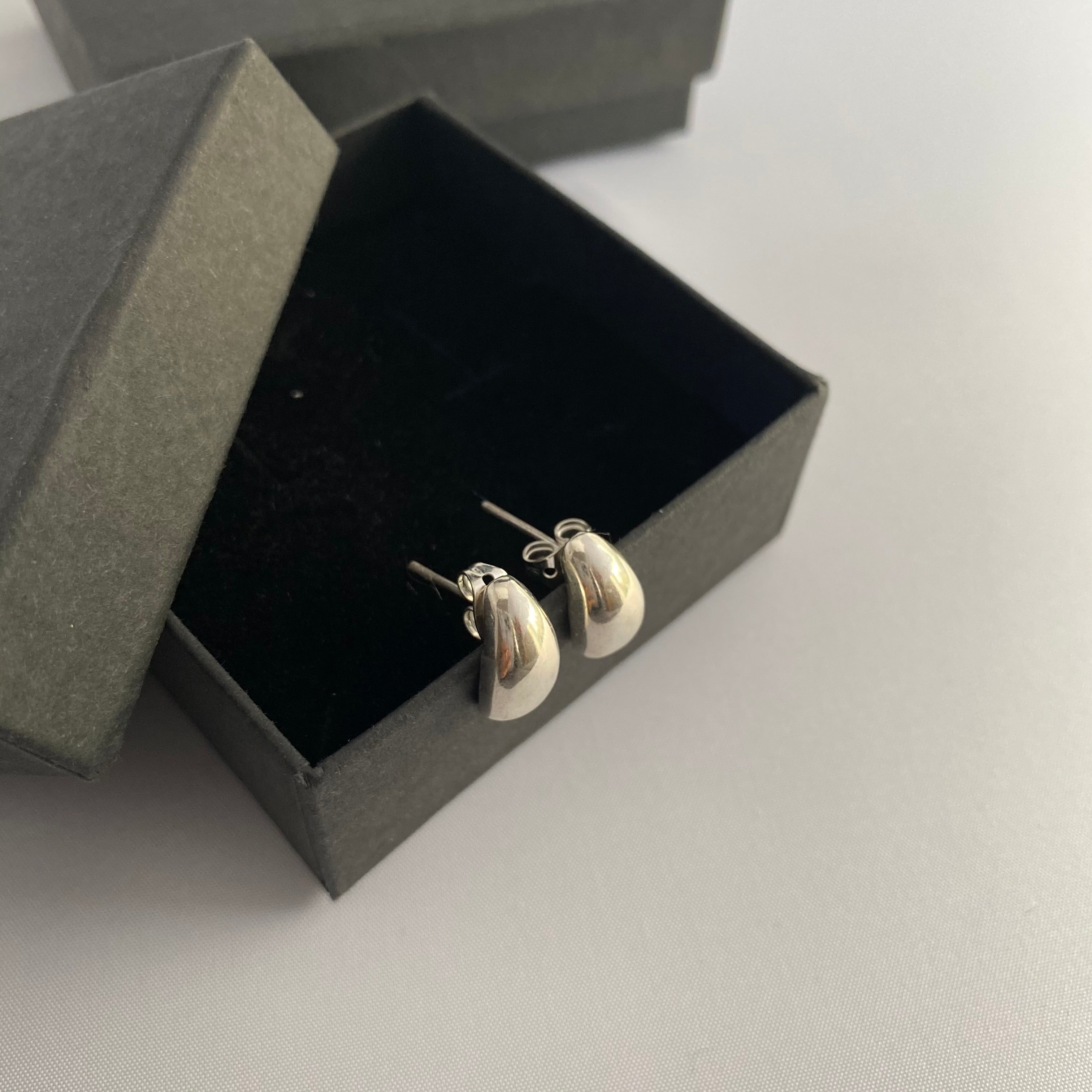 Sterling Silver Studs with a Curved Teardrop Shape