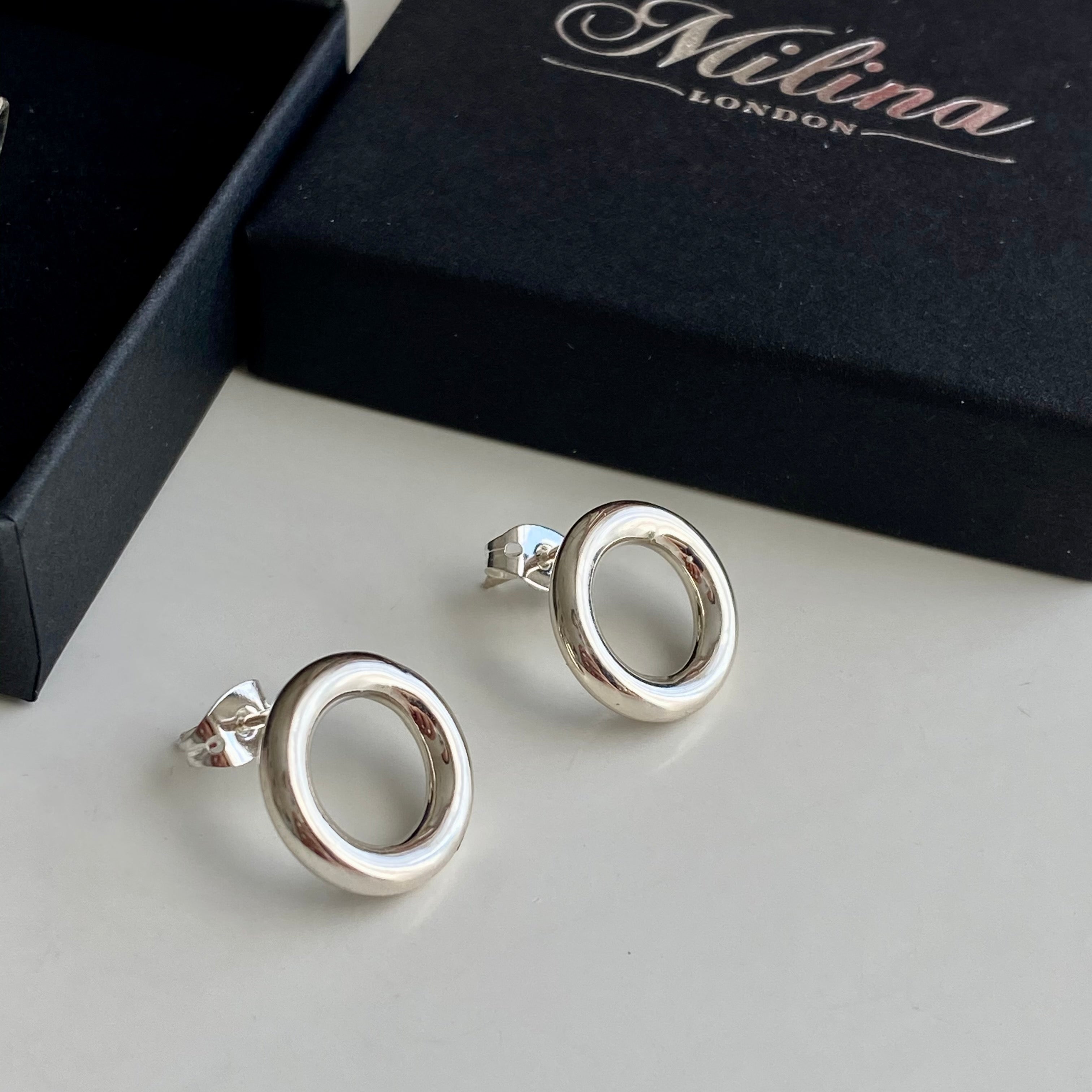 Round Hoop Shaped Silver Studs