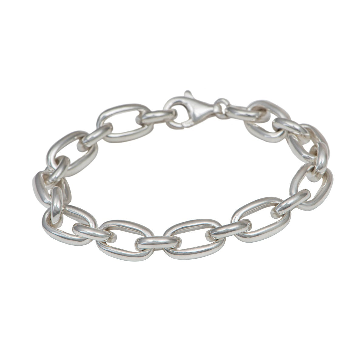 Statement Sterling Silver Link Bracelet with Oval Links